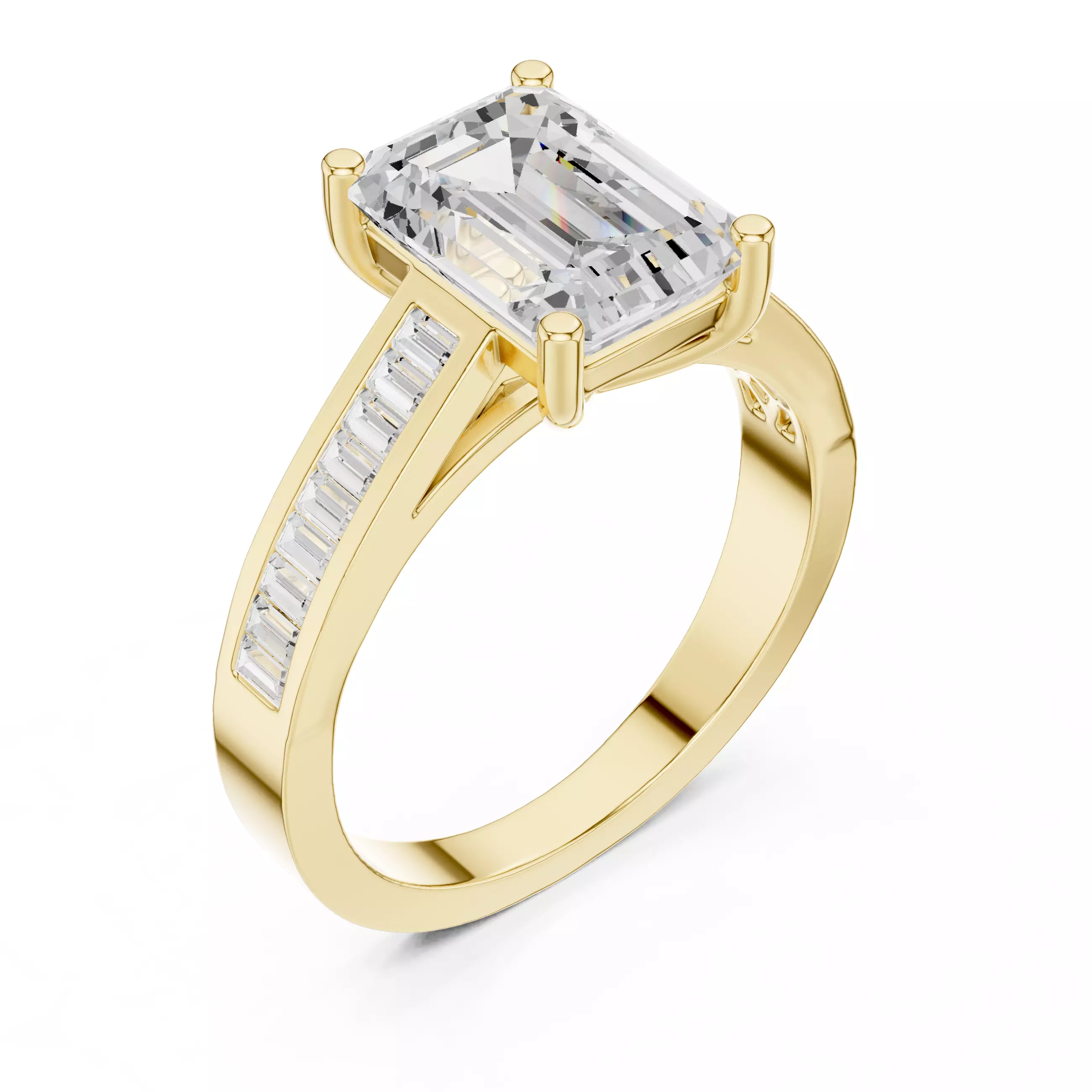 Emerald Solitaire Ring 3dm stl renders animation videos details 3D print model_11