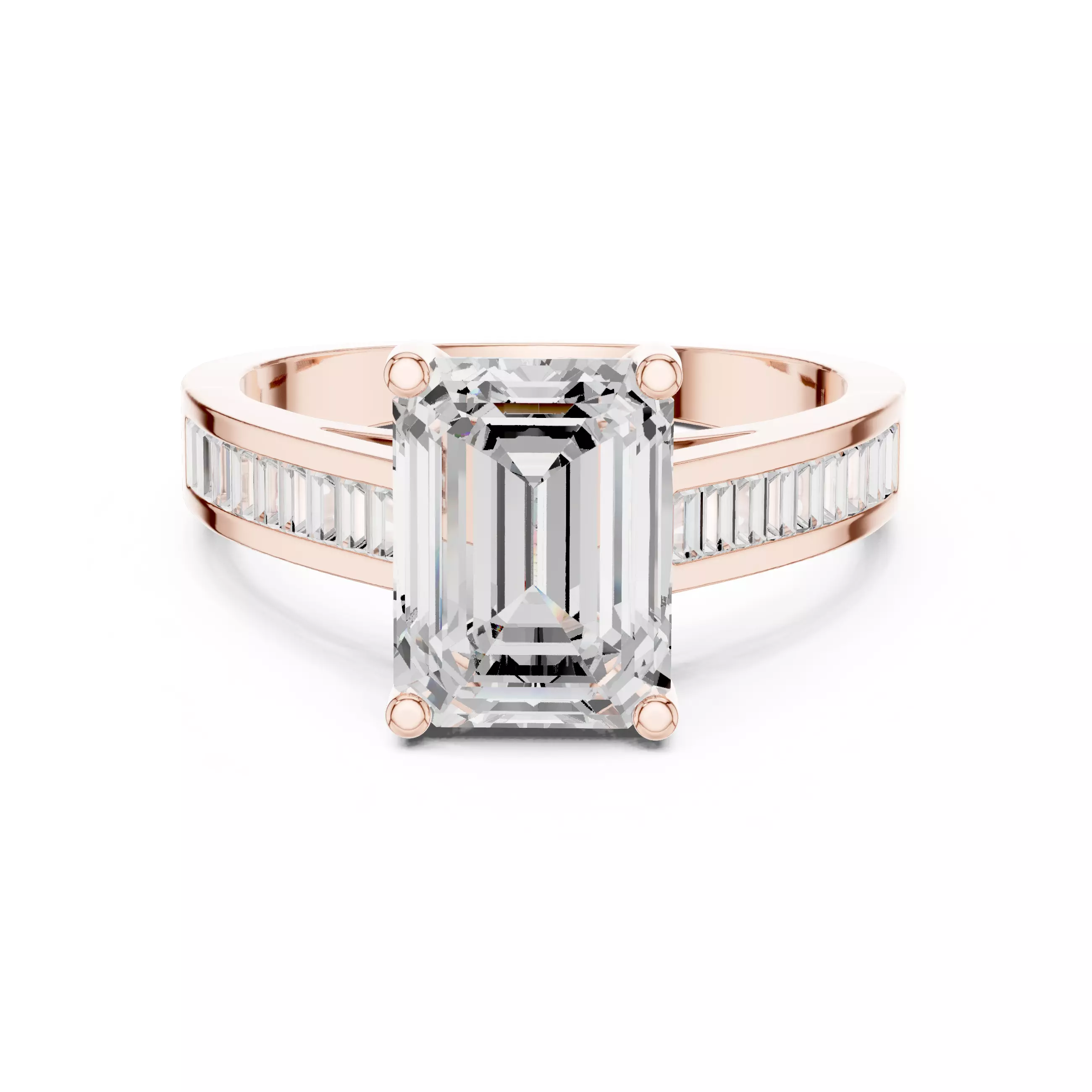 Emerald Solitaire Ring 3dm stl renders animation videos details 3D print model_0