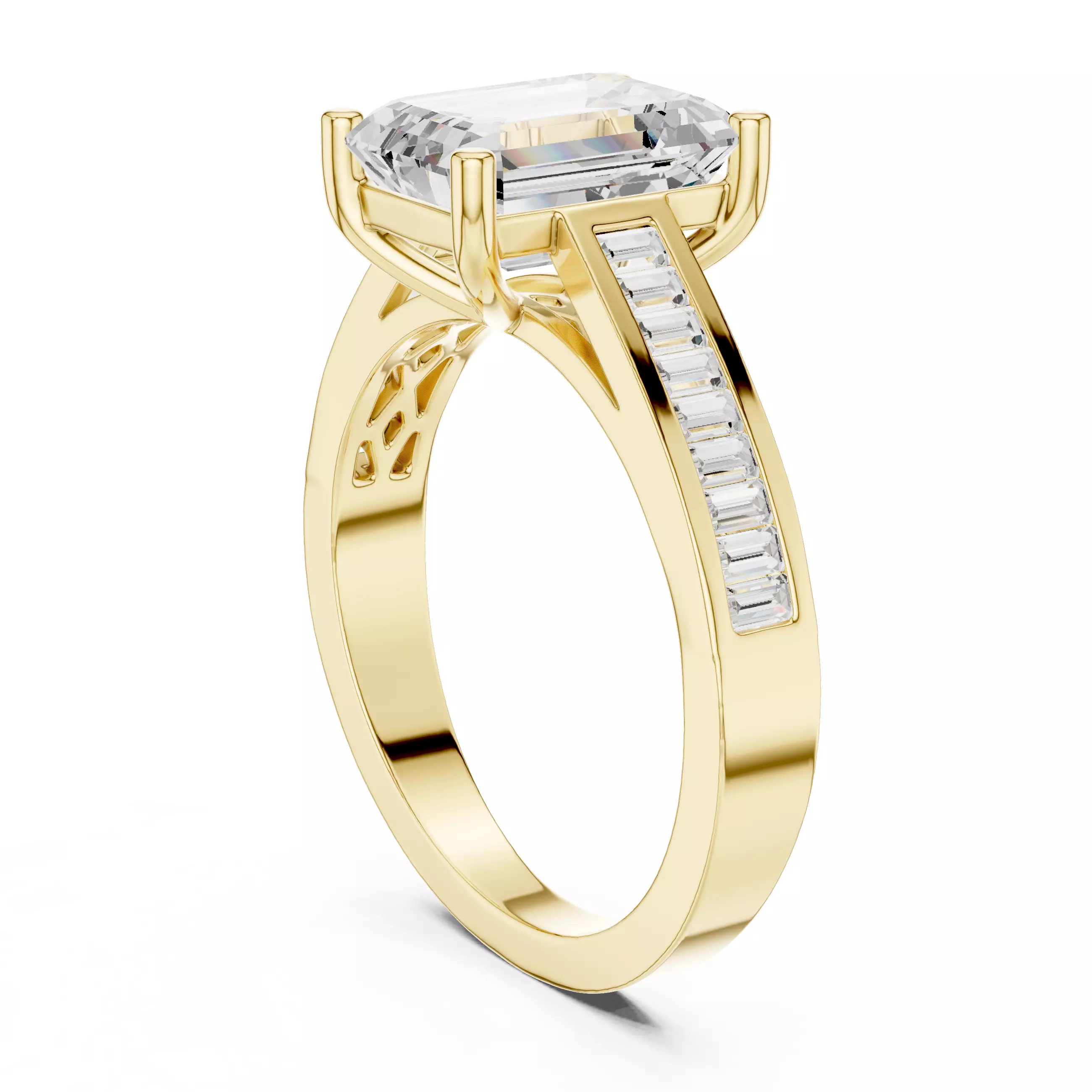 Emerald Solitaire Ring 3dm stl renders animation videos details 3D print model_10