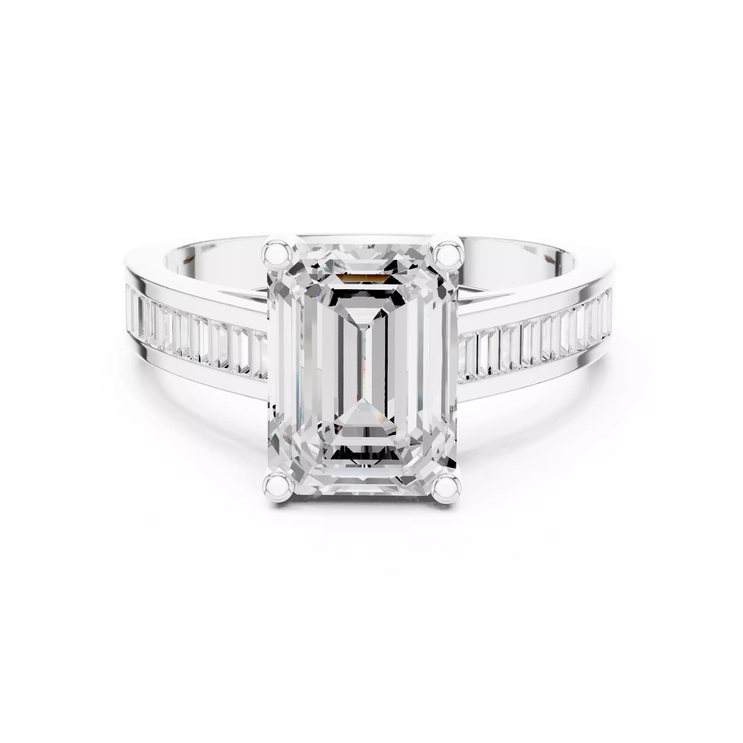 Emerald Solitaire Ring 3dm stl renders animation videos details 3D print model_9