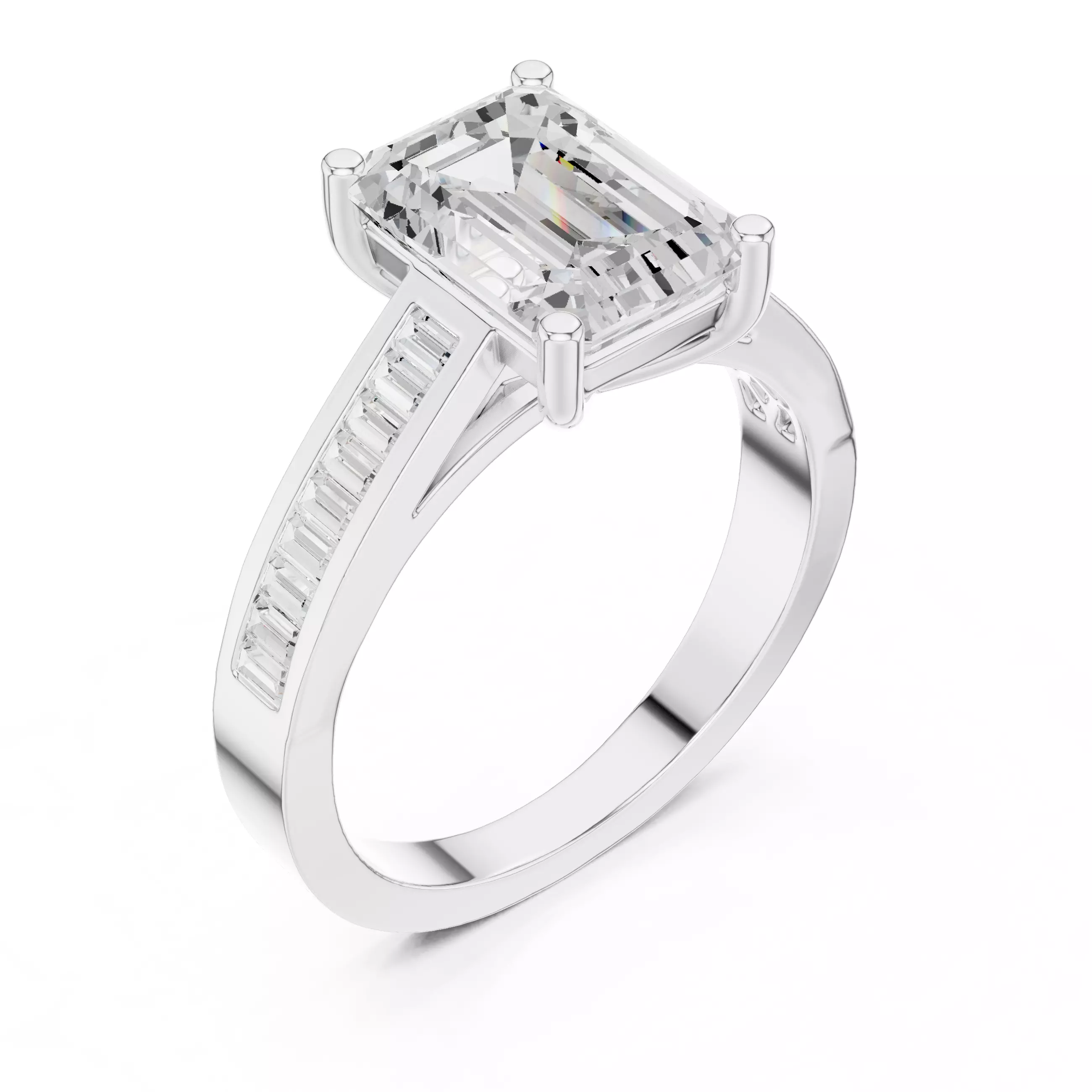 Emerald Solitaire Ring 3dm stl renders animation videos details 3D print model_7