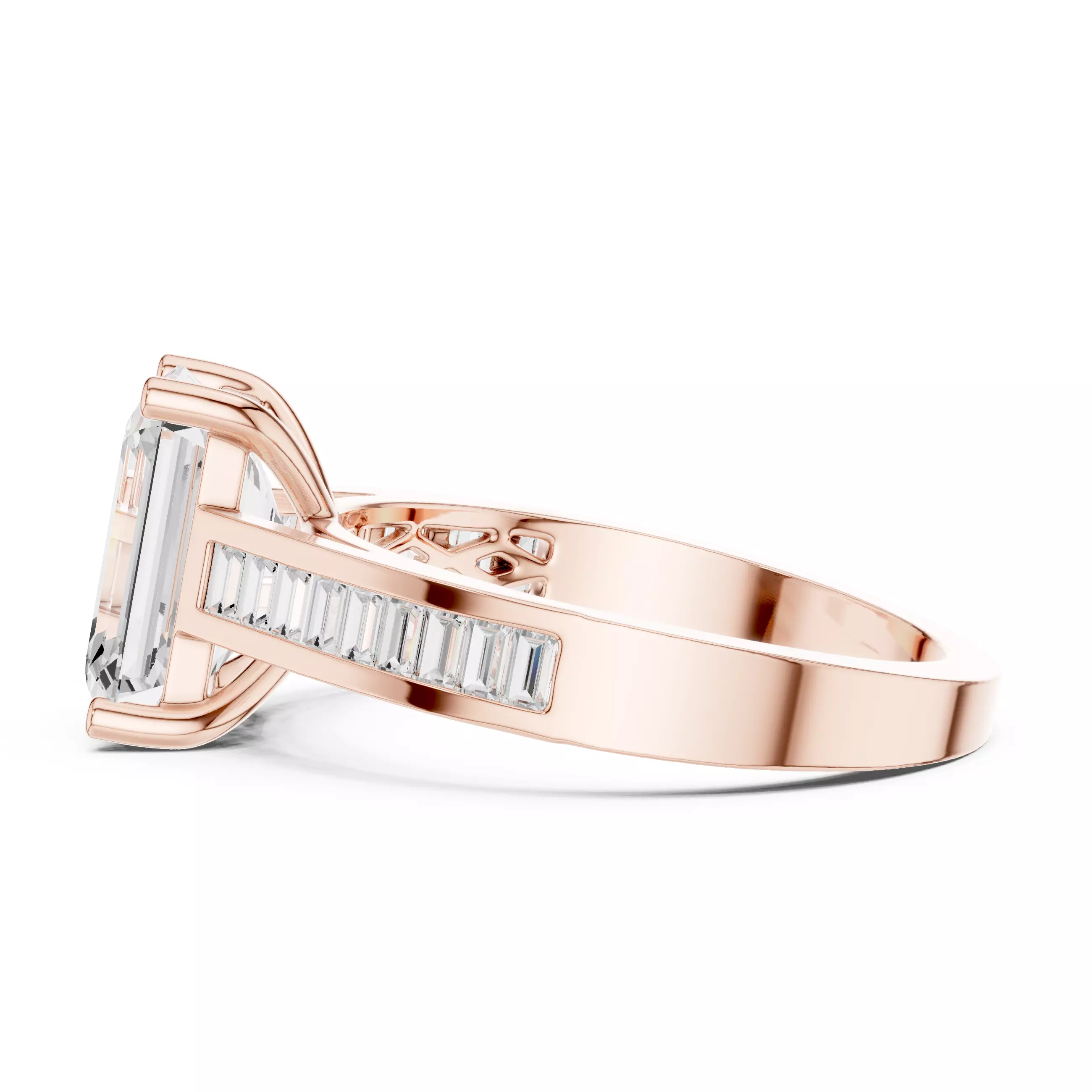 Emerald Solitaire Ring 3dm stl renders animation videos details 3D print model_5