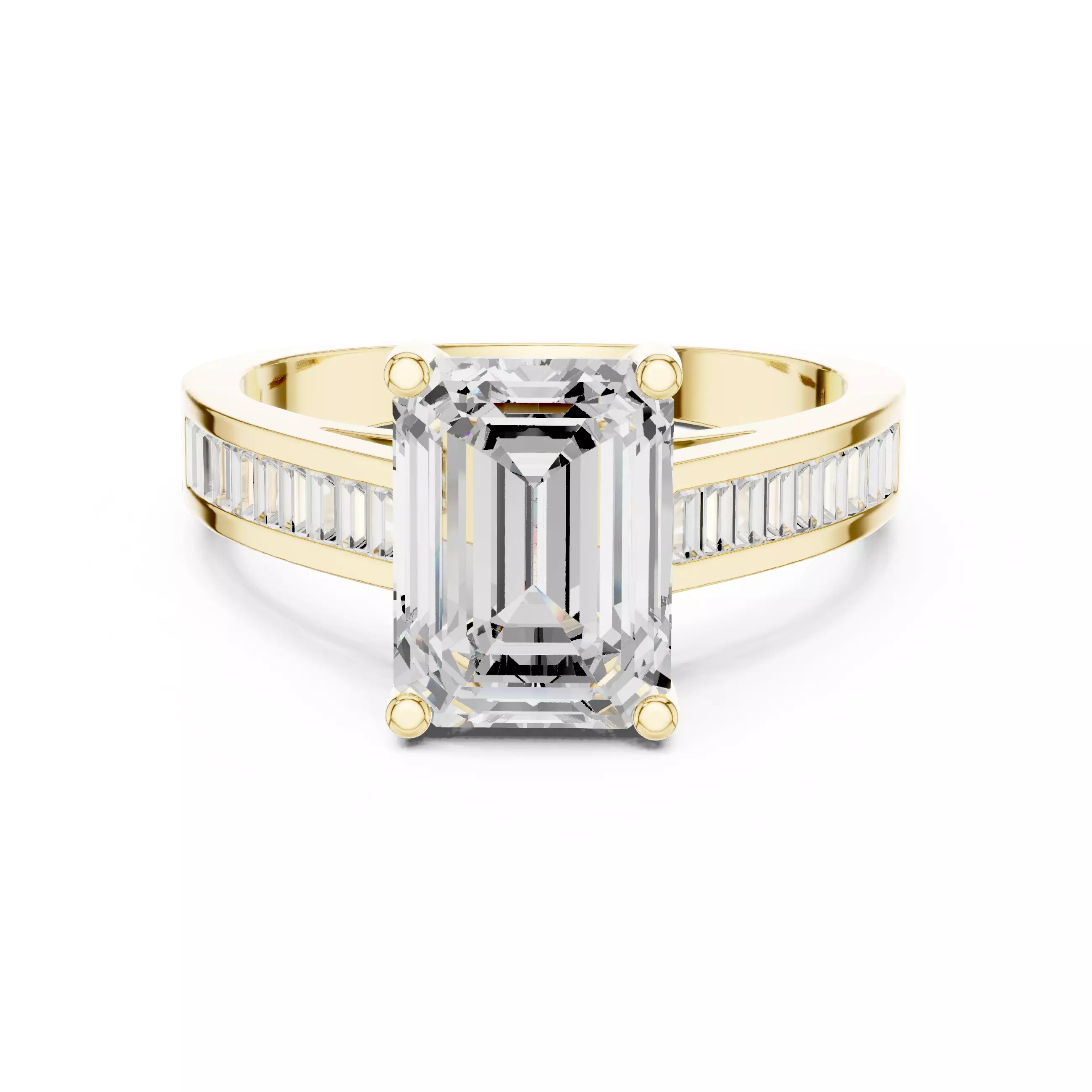 Emerald Solitaire Ring 3dm stl renders animation videos details 3D print model_13