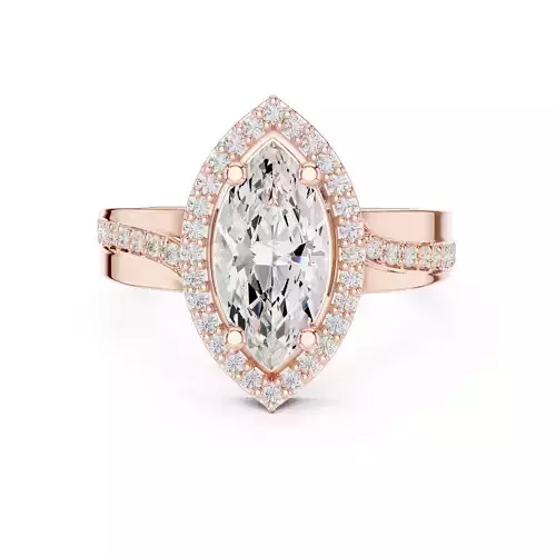 Marquise Halo Solitaire Ring 3dm stl renders animation video