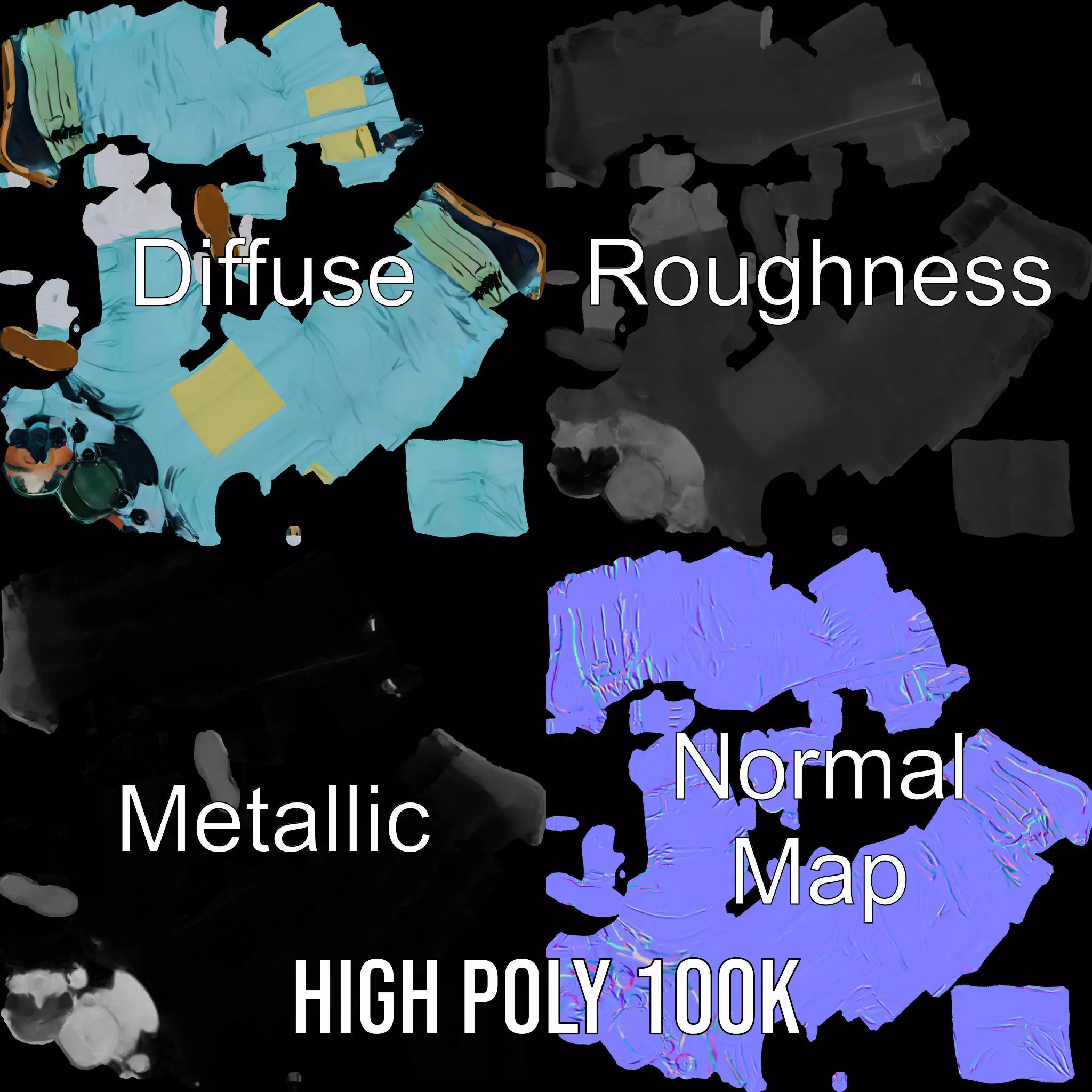 Sky Blue Hazmat Suit model pack Low-poly 3D model_3