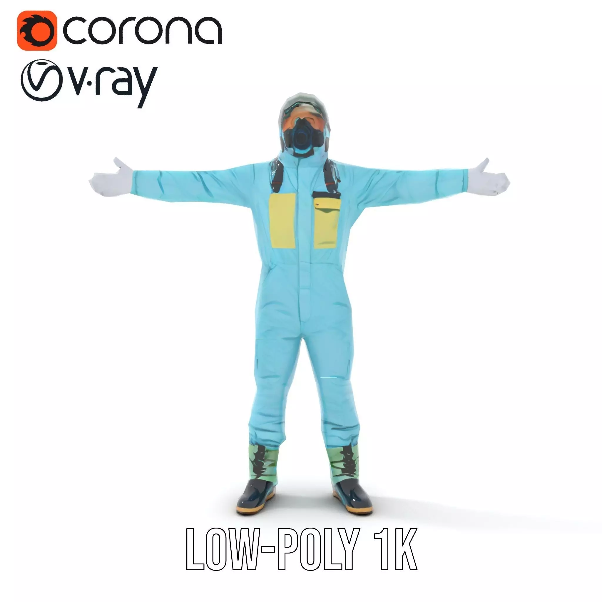 Sky Blue Hazmat Suit model pack Low-poly 3D model_7