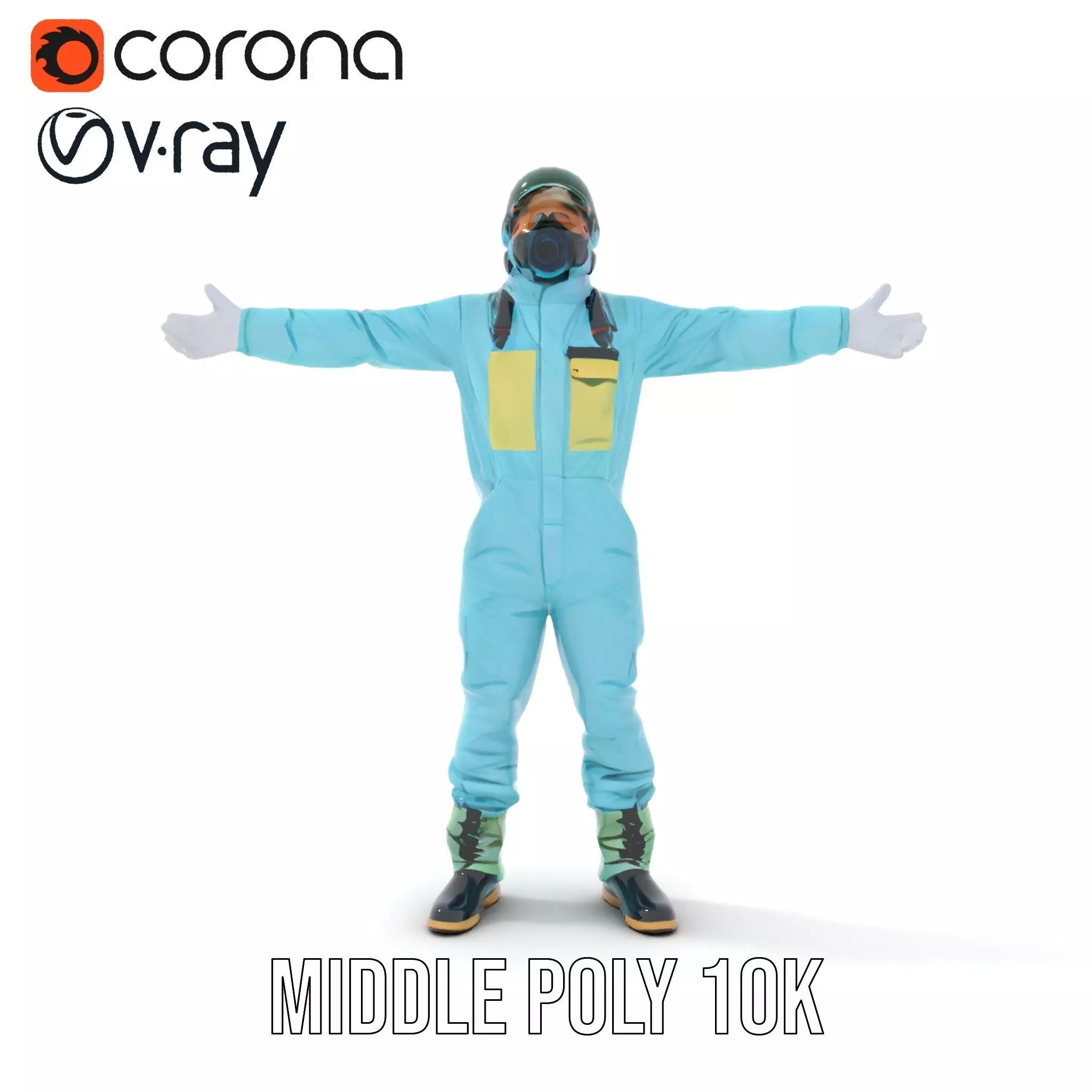 Sky Blue Hazmat Suit model pack Low-poly 3D model_5
