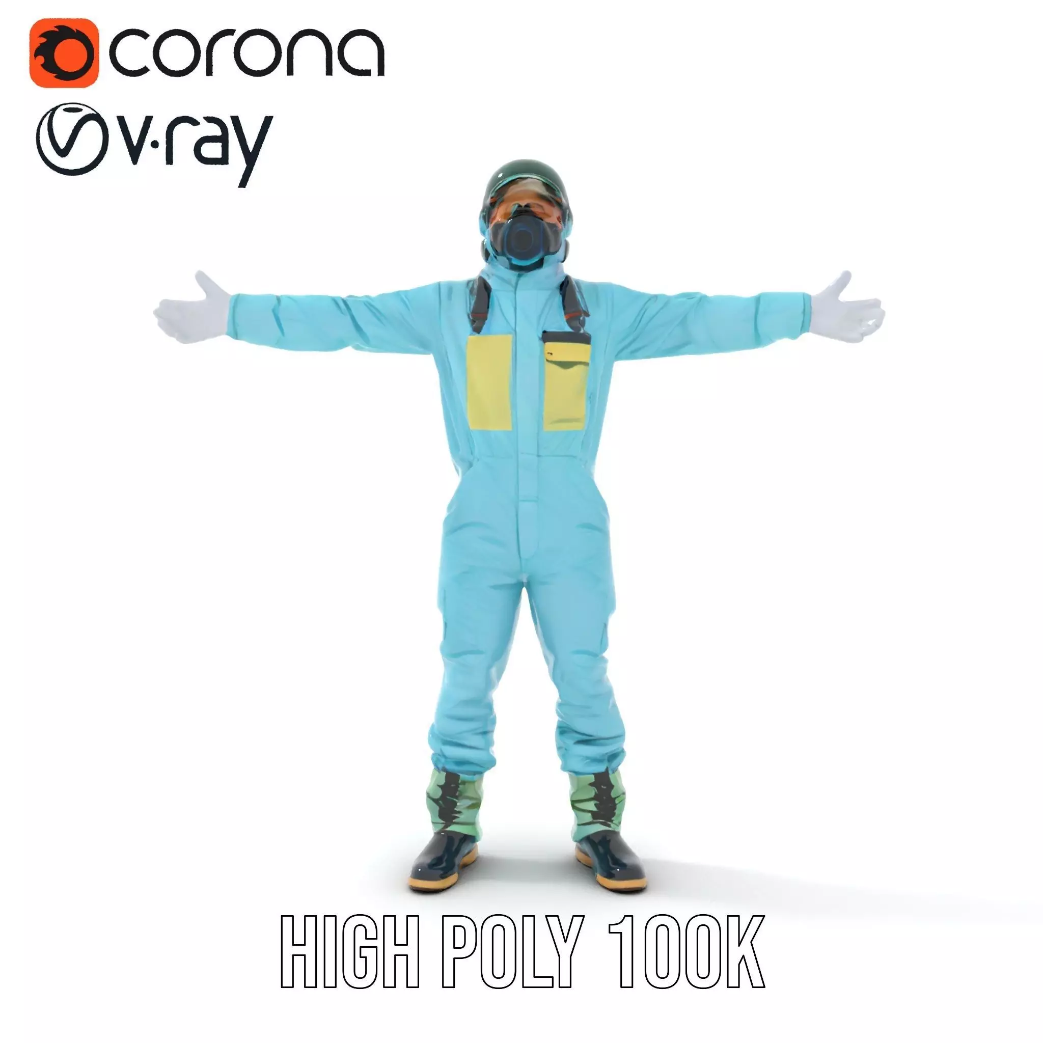 Sky Blue Hazmat Suit model pack Low-poly 3D model_28