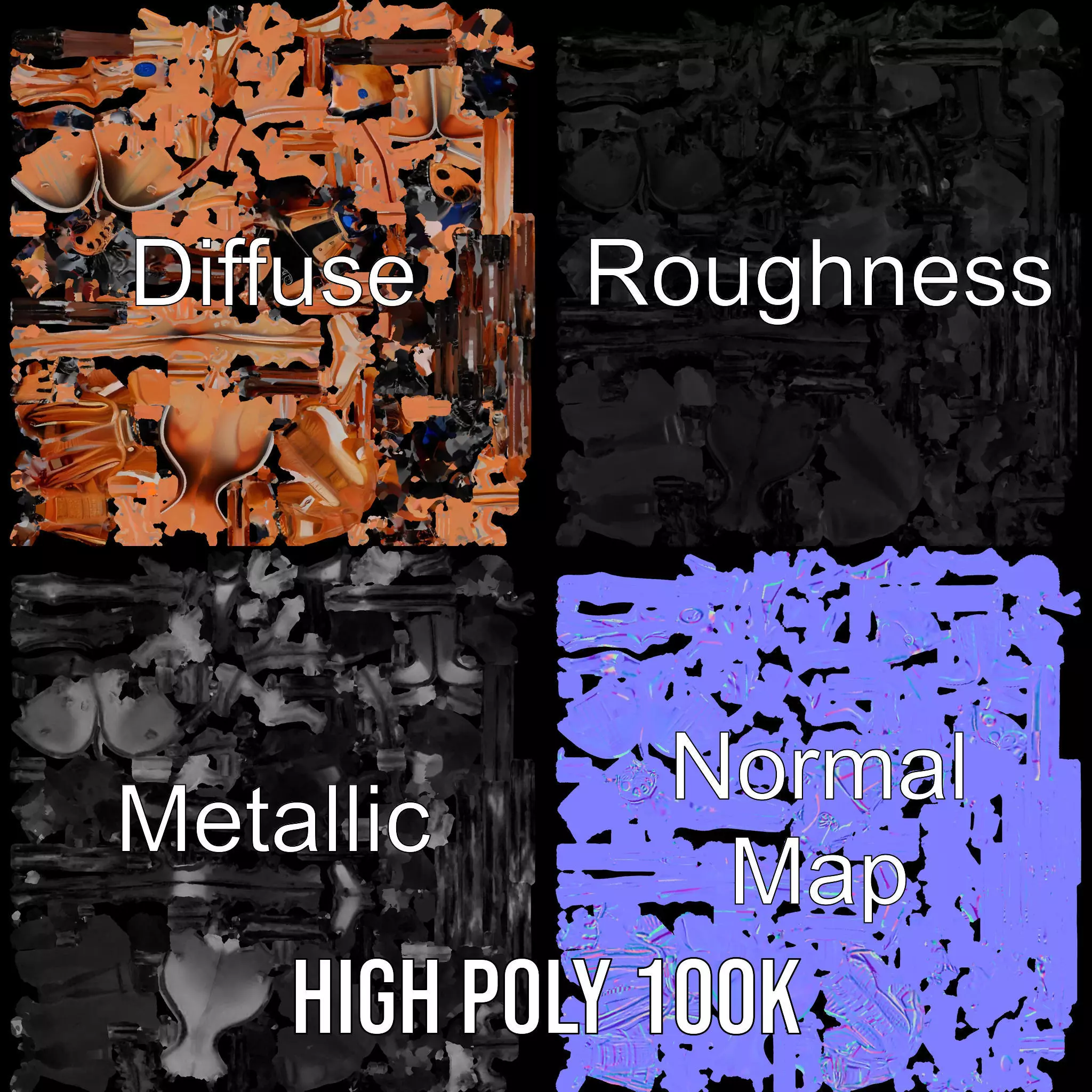 Copper Mechanical Insect model pack Low-poly 3D model_3