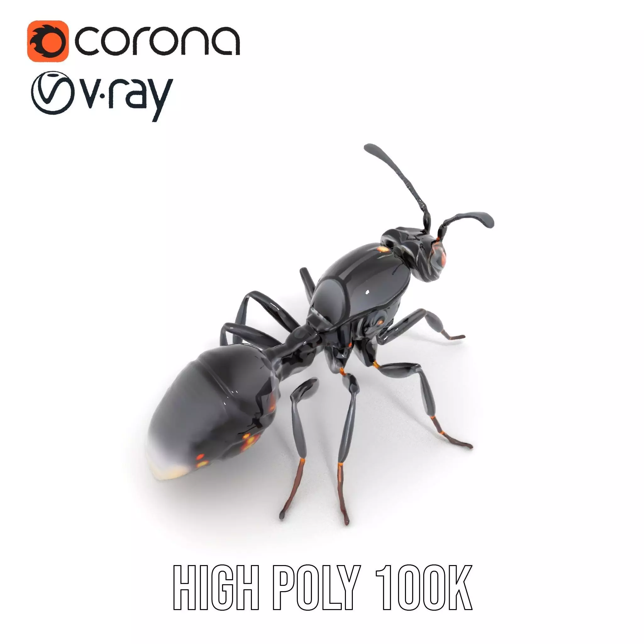 Futuristic Black Ant model pack Low-poly 3D model_29