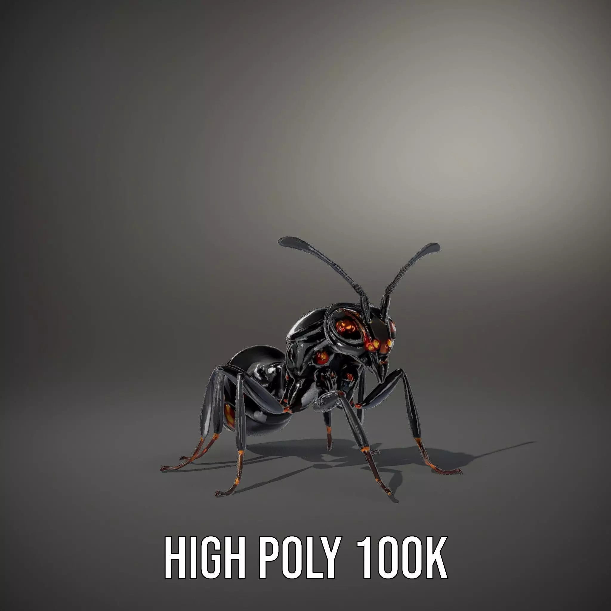 Futuristic Black Ant model pack Low-poly 3D model_10