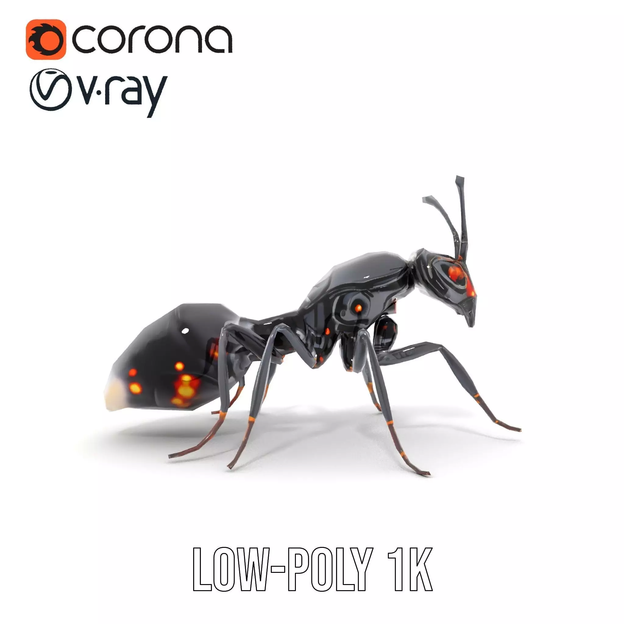 Futuristic Black Ant model pack Low-poly 3D model_17