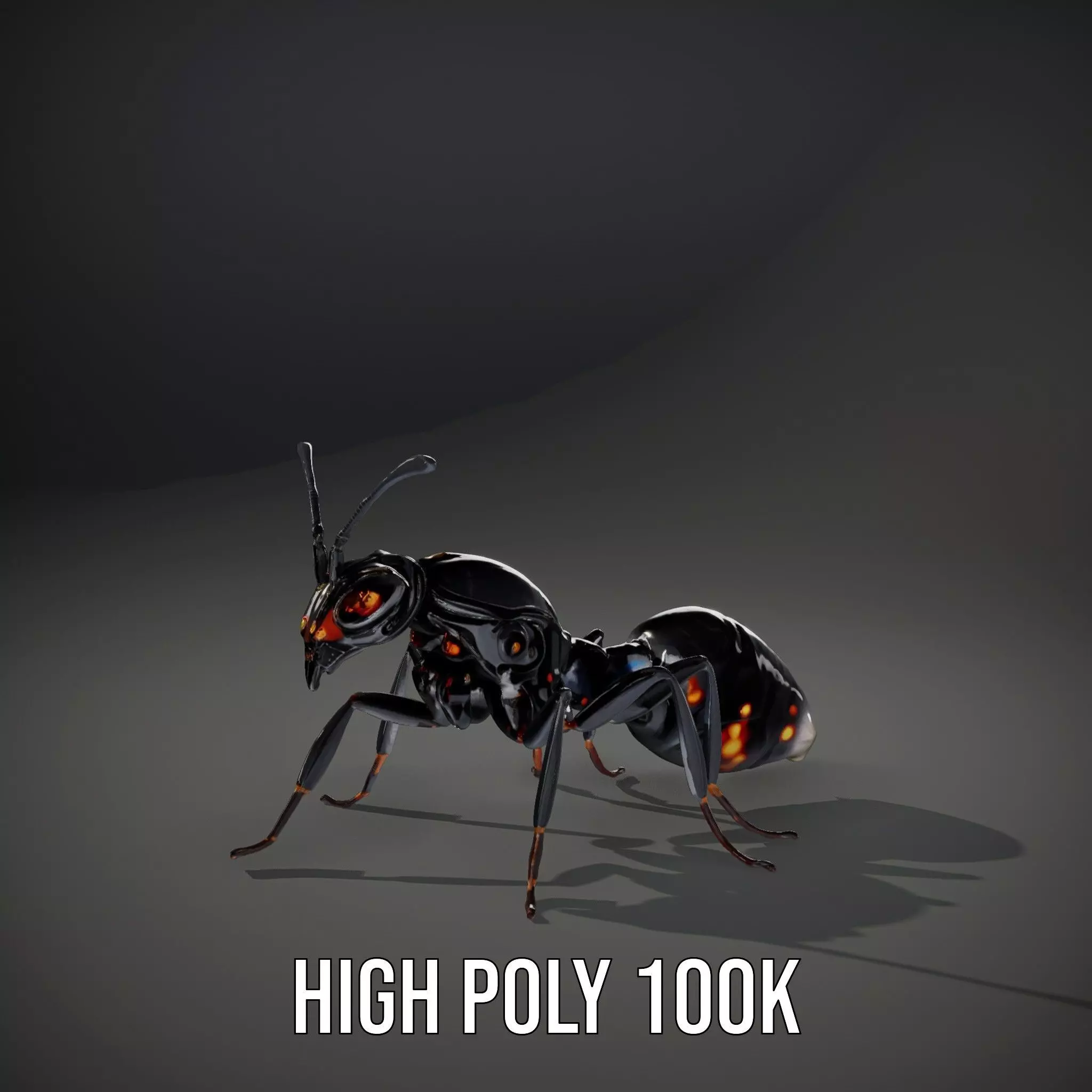 Futuristic Black Ant model pack Low-poly 3D model_8
