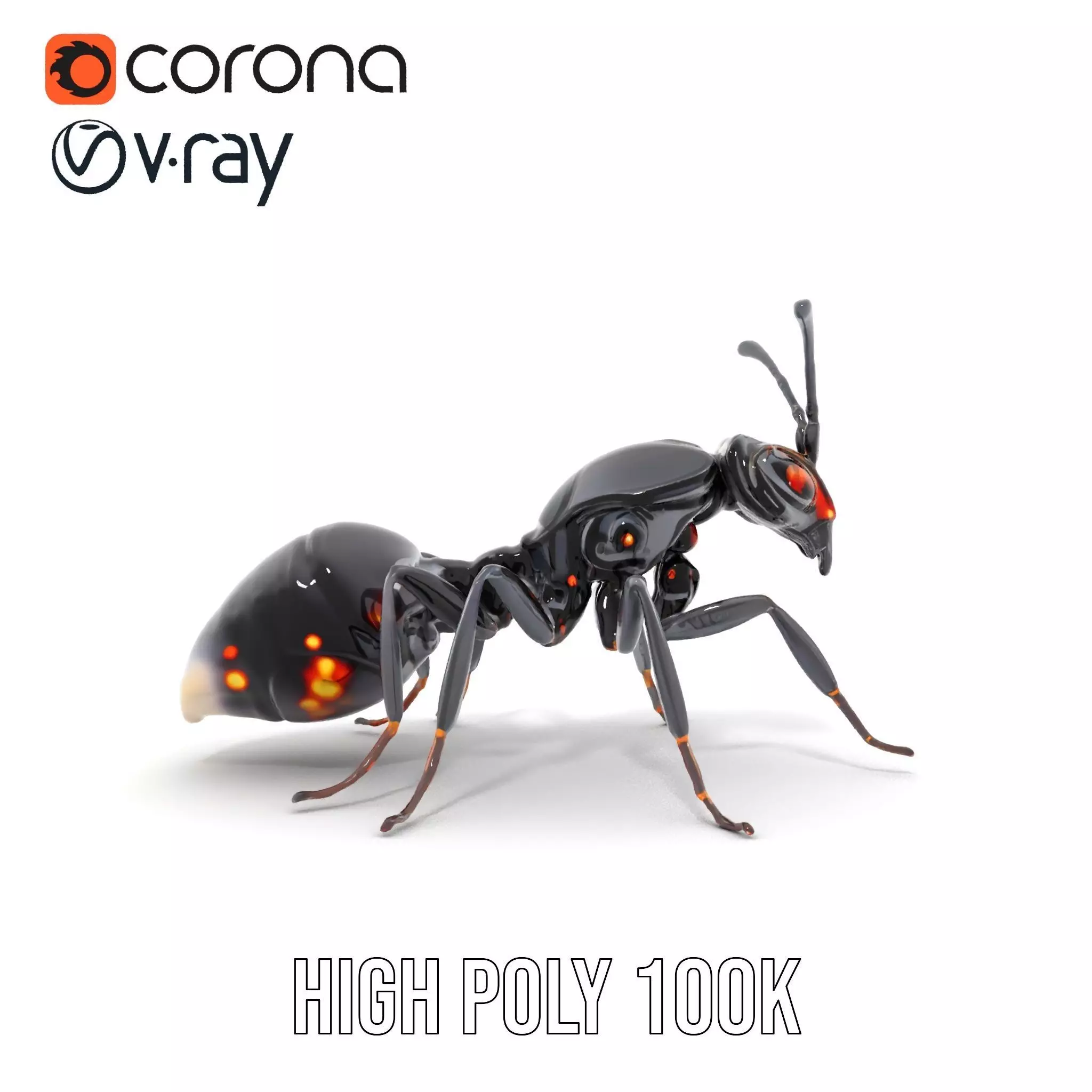 Futuristic Black Ant model pack Low-poly 3D model_18