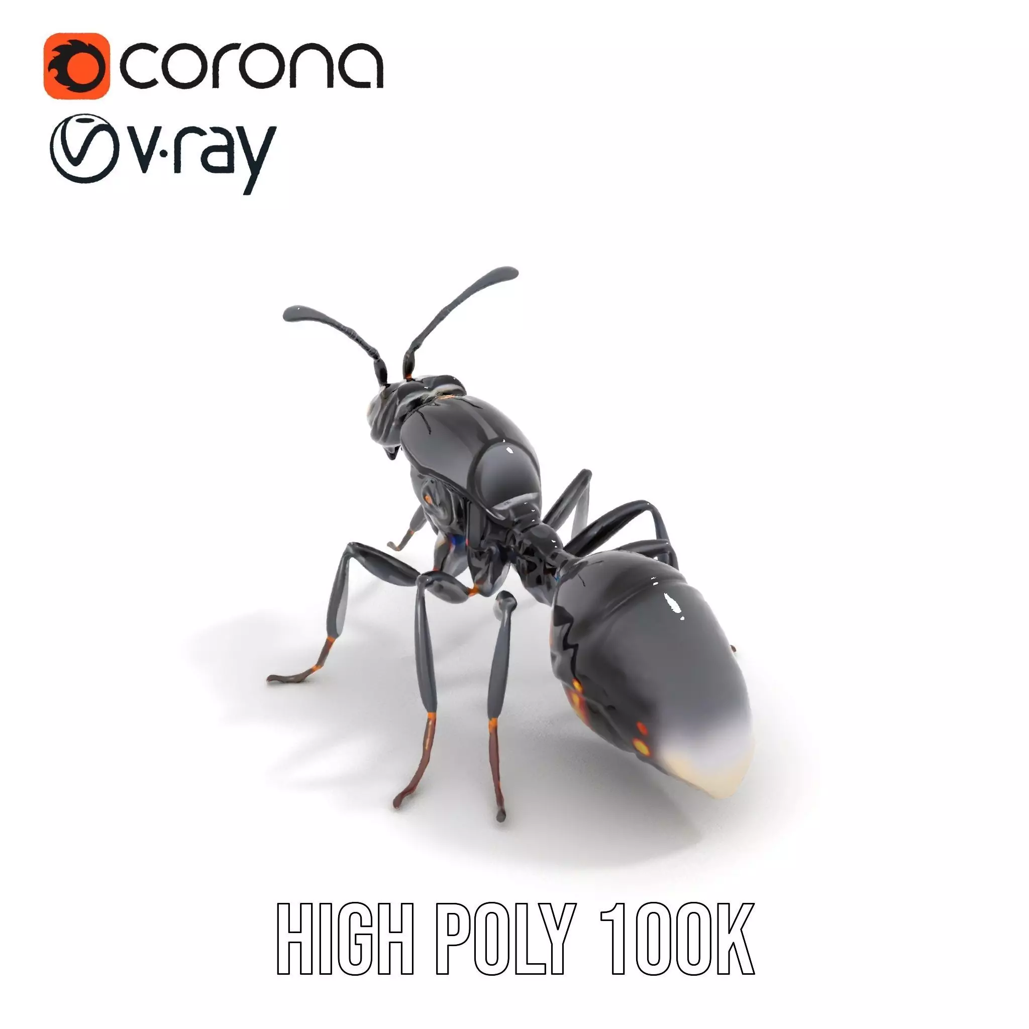 Futuristic Black Ant model pack Low-poly 3D model_15