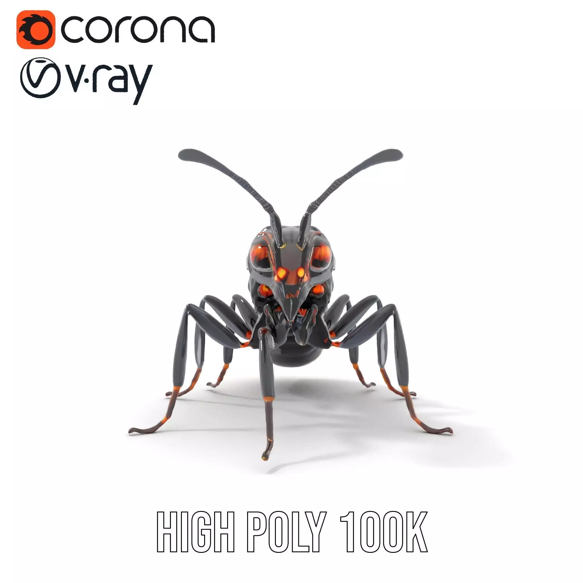 Futuristic Black Ant model pack Low-poly 3D model_23