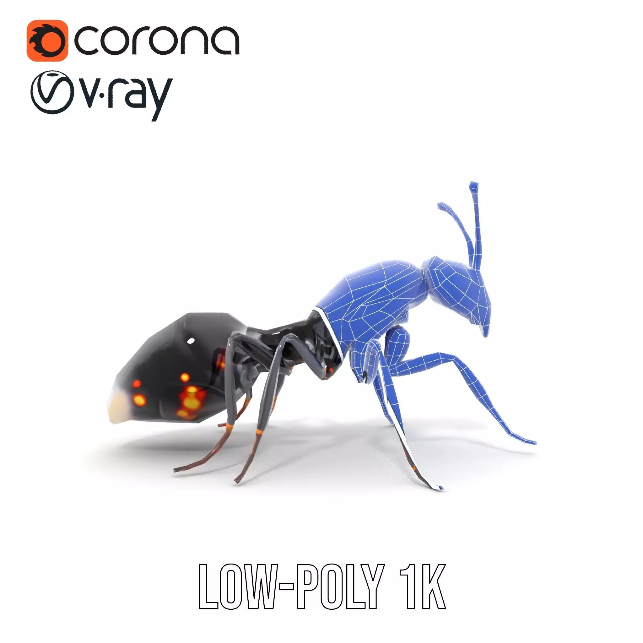 Futuristic Black Ant model pack Low-poly 3D model_20