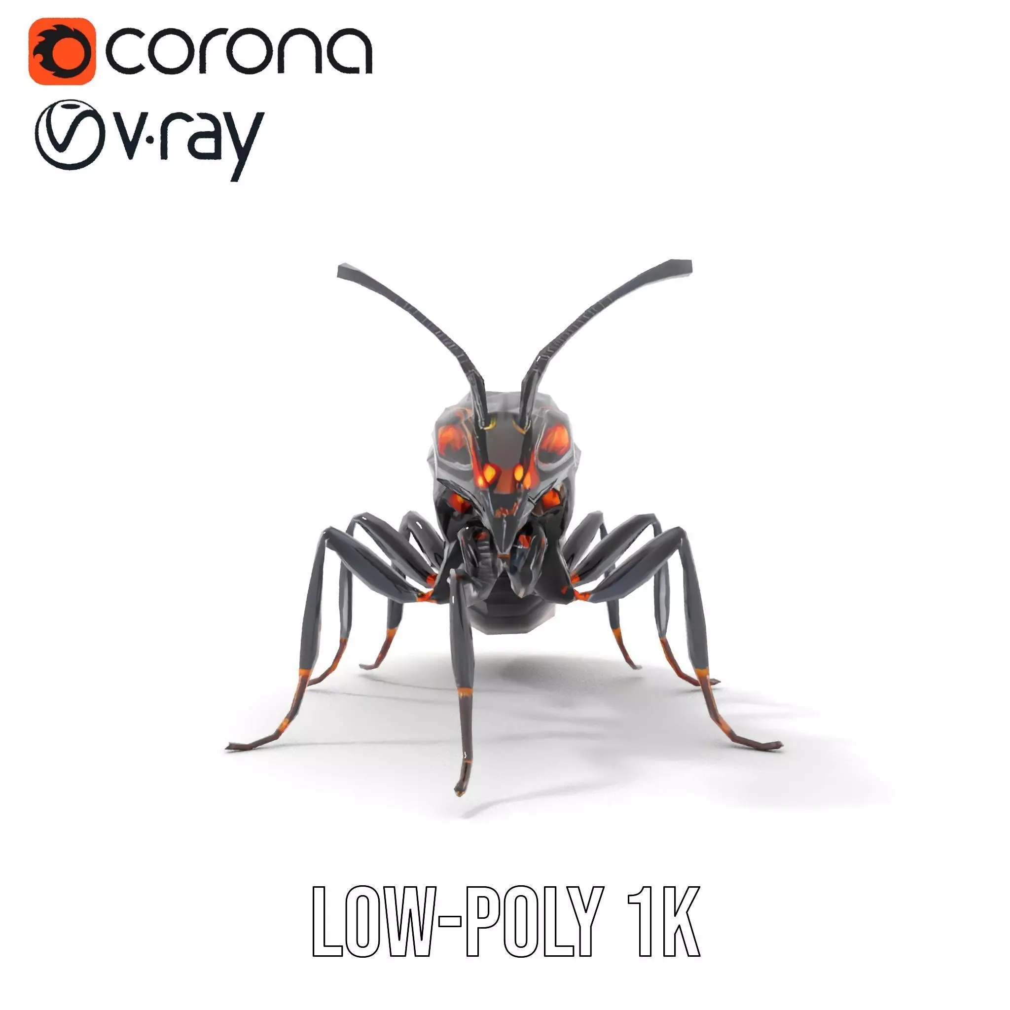 Futuristic Black Ant model pack Low-poly 3D model_14