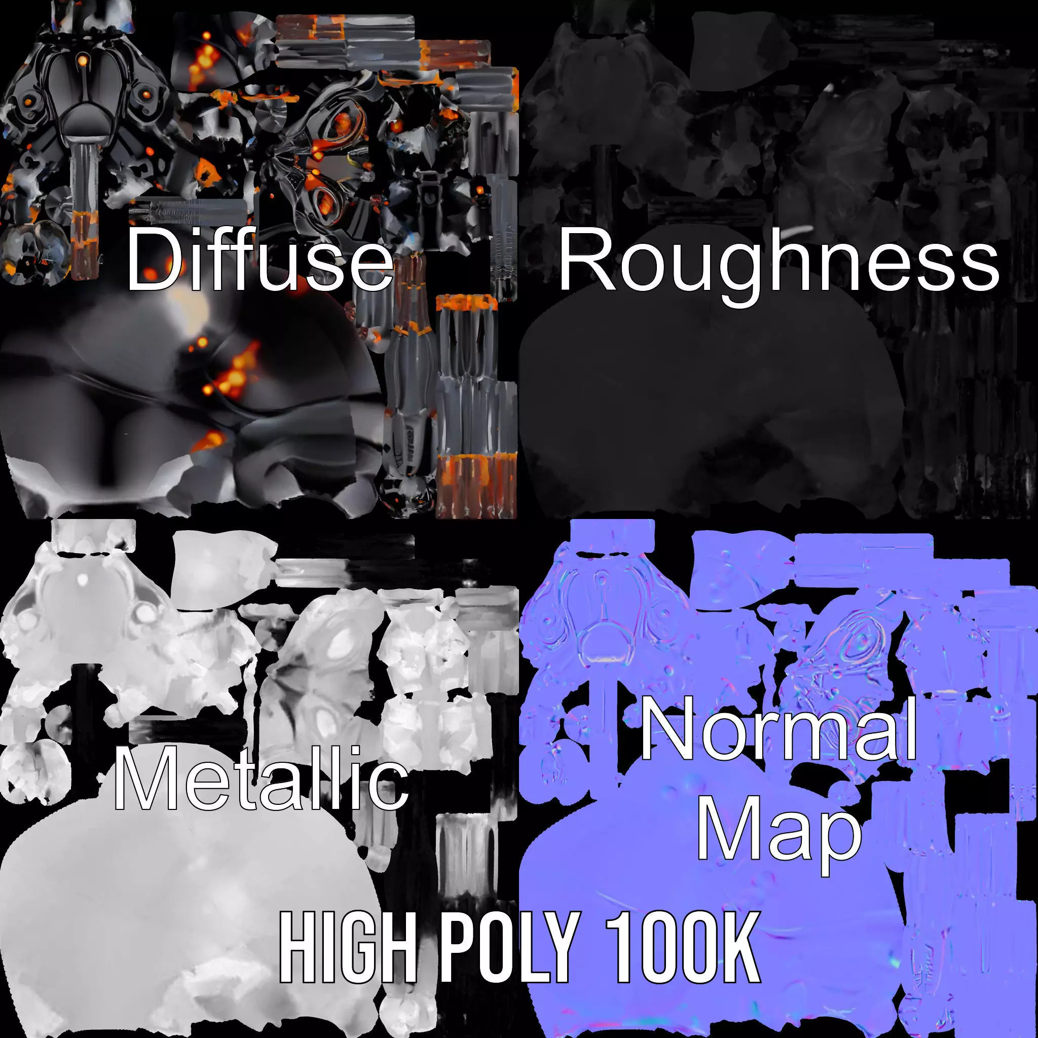 Futuristic Black Ant model pack Low-poly 3D model_3