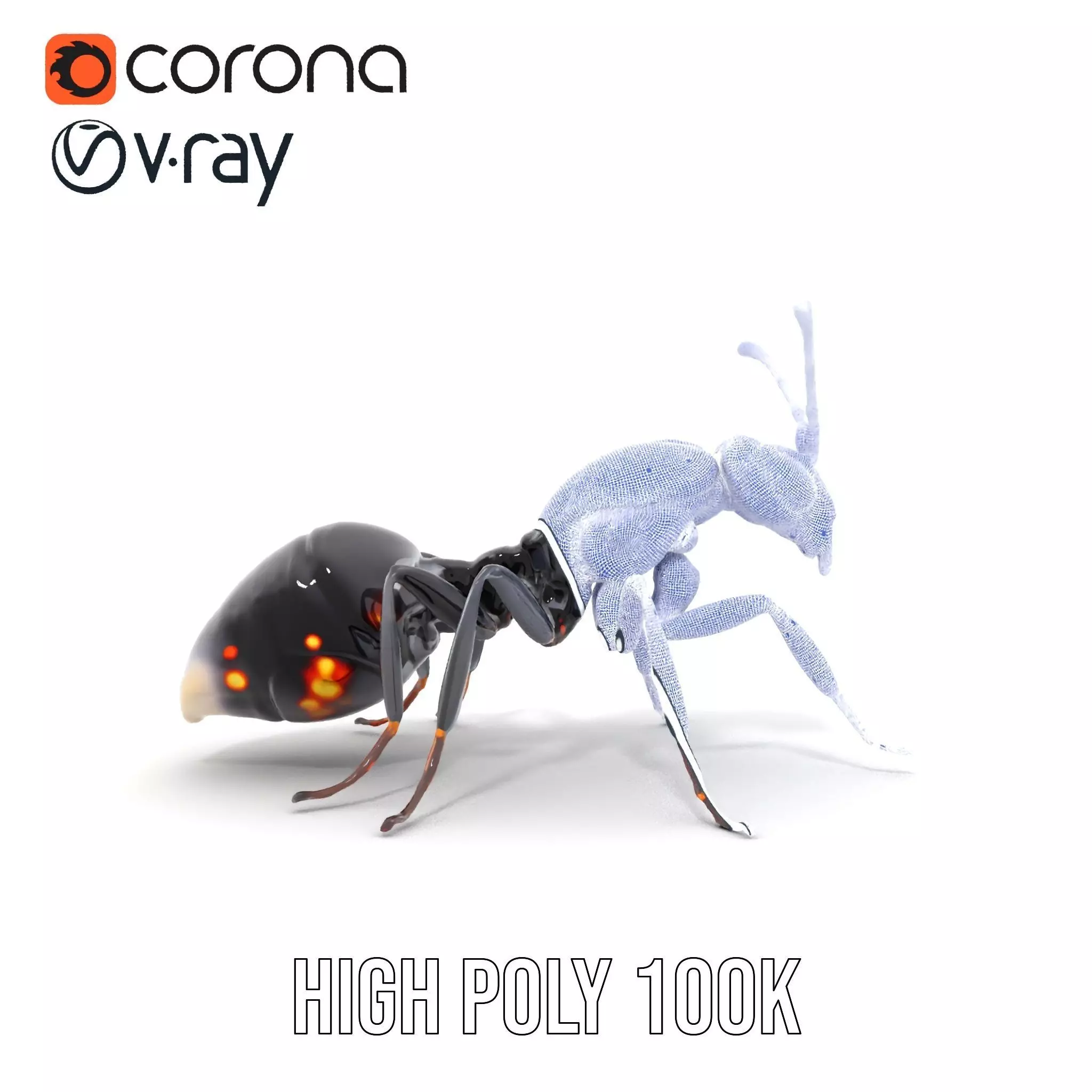 Futuristic Black Ant model pack Low-poly 3D model_32