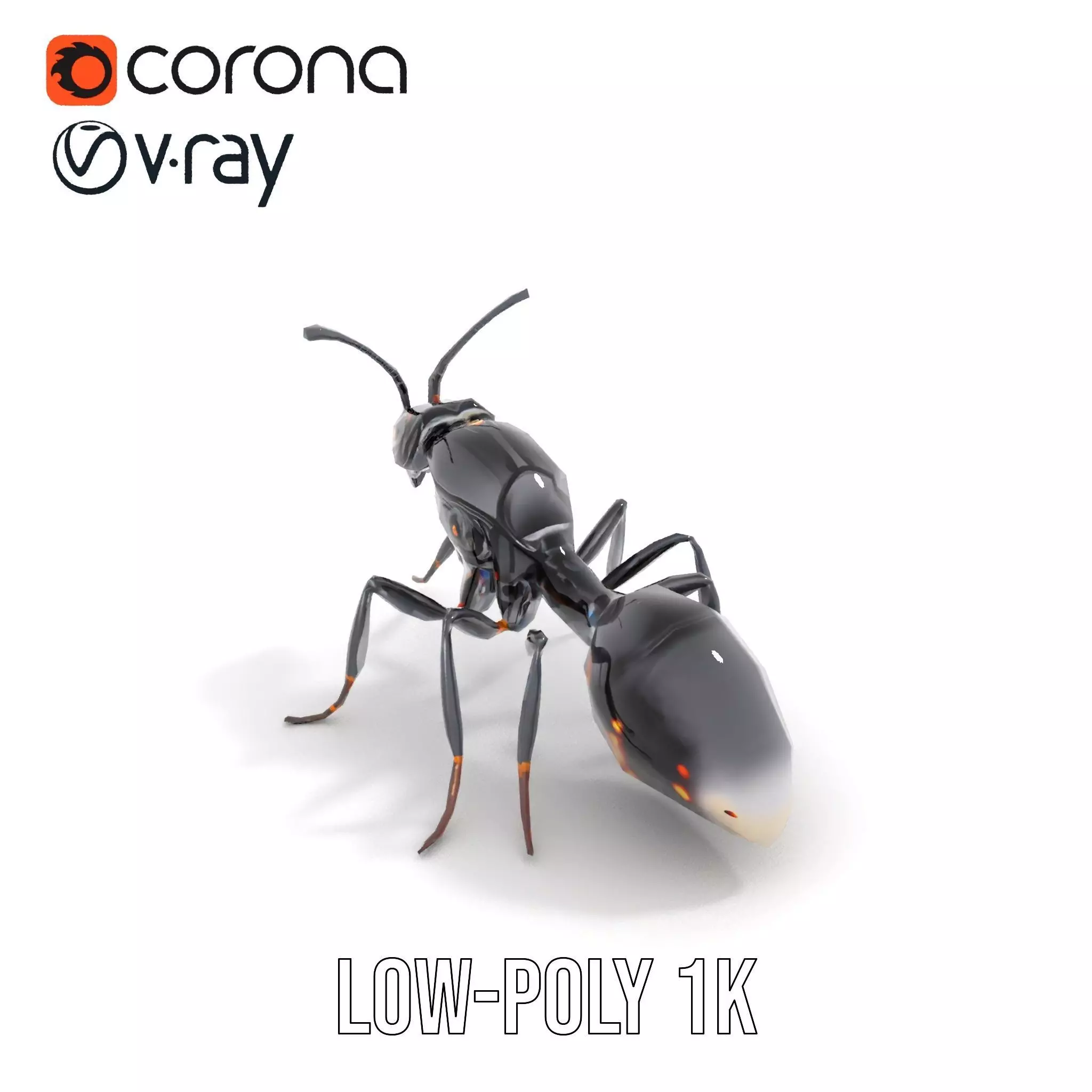 Futuristic Black Ant model pack Low-poly 3D model_9