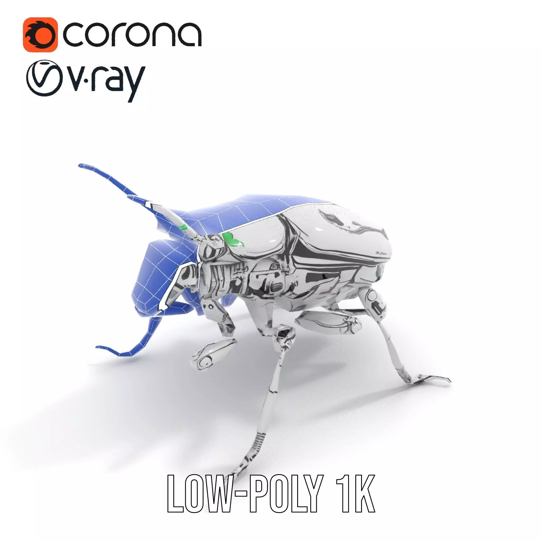 Metallic Robo Beetle model pack Low-poly 3D model_12