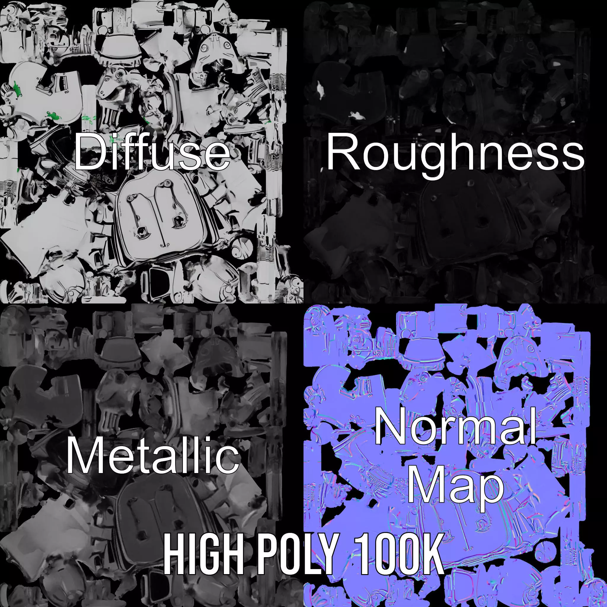 Metallic Robo Beetle model pack Low-poly 3D model_3