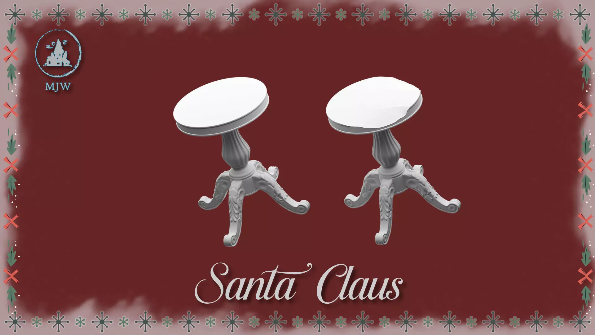 Santa Claus Christmas Dollhouse sitting on chair 3D model 3D print model_5