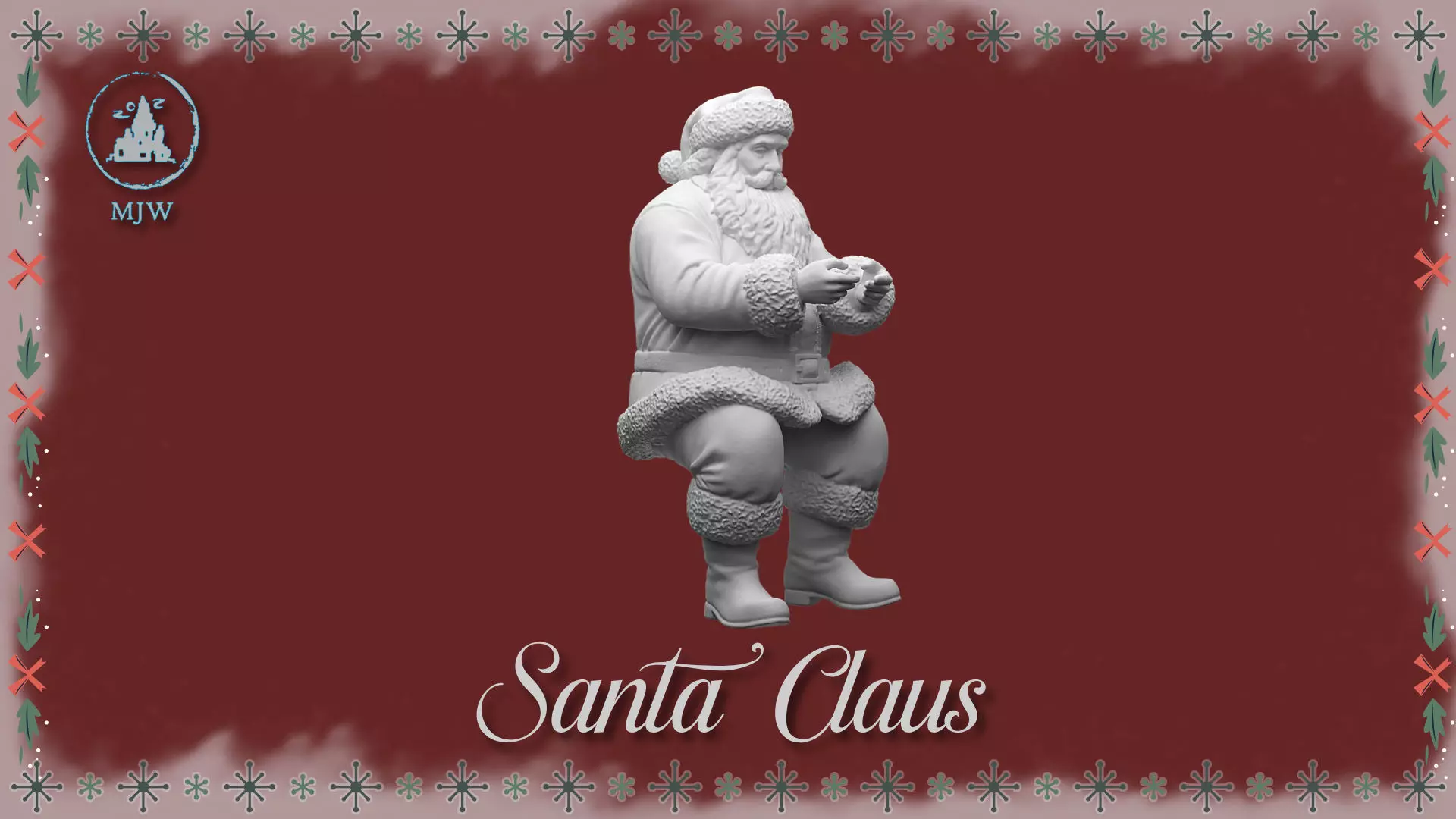 Santa Claus Christmas Dollhouse sitting on chair 3D model 3D print model_6