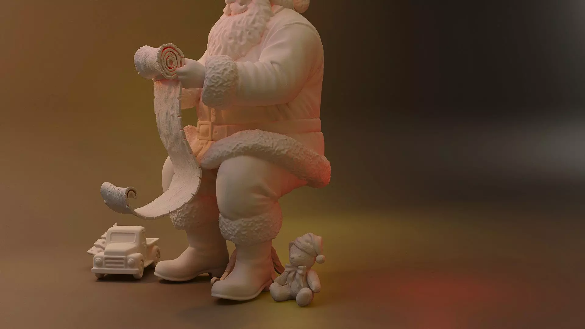 Santa Claus Christmas Dollhouse sitting on chair 3D model 3D print model_8