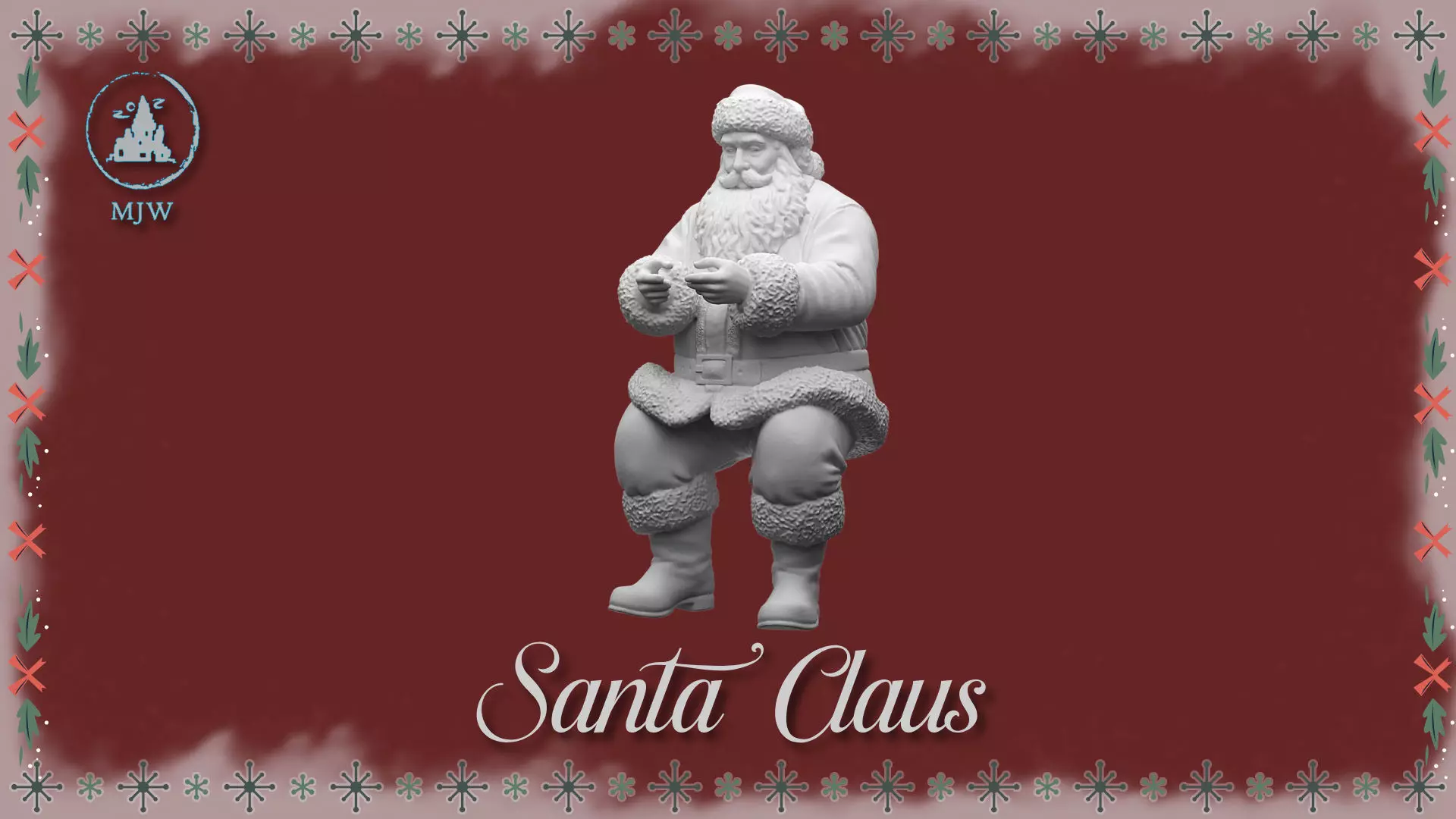 Santa Claus Christmas Dollhouse sitting on chair 3D model 3D print model_0