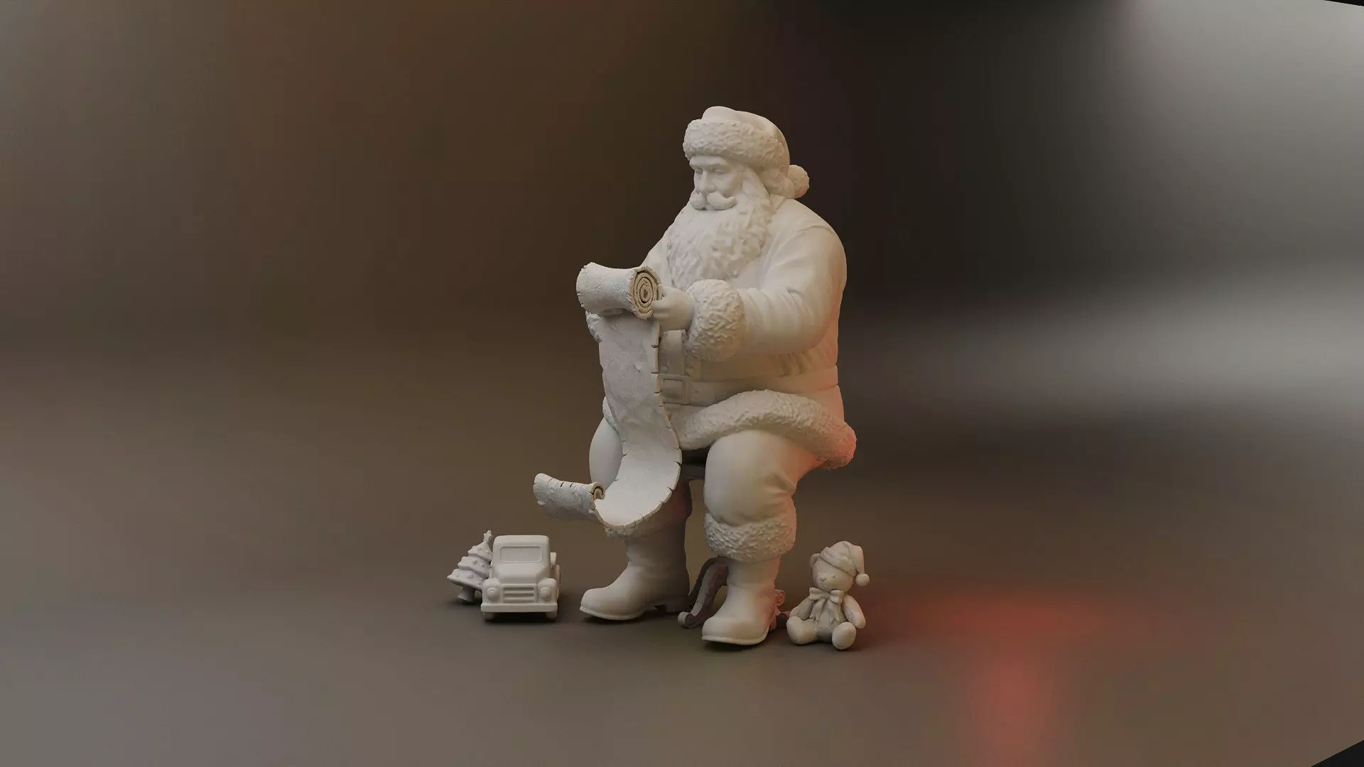 Santa Claus Christmas Dollhouse sitting on chair 3D model 3D print model_11
