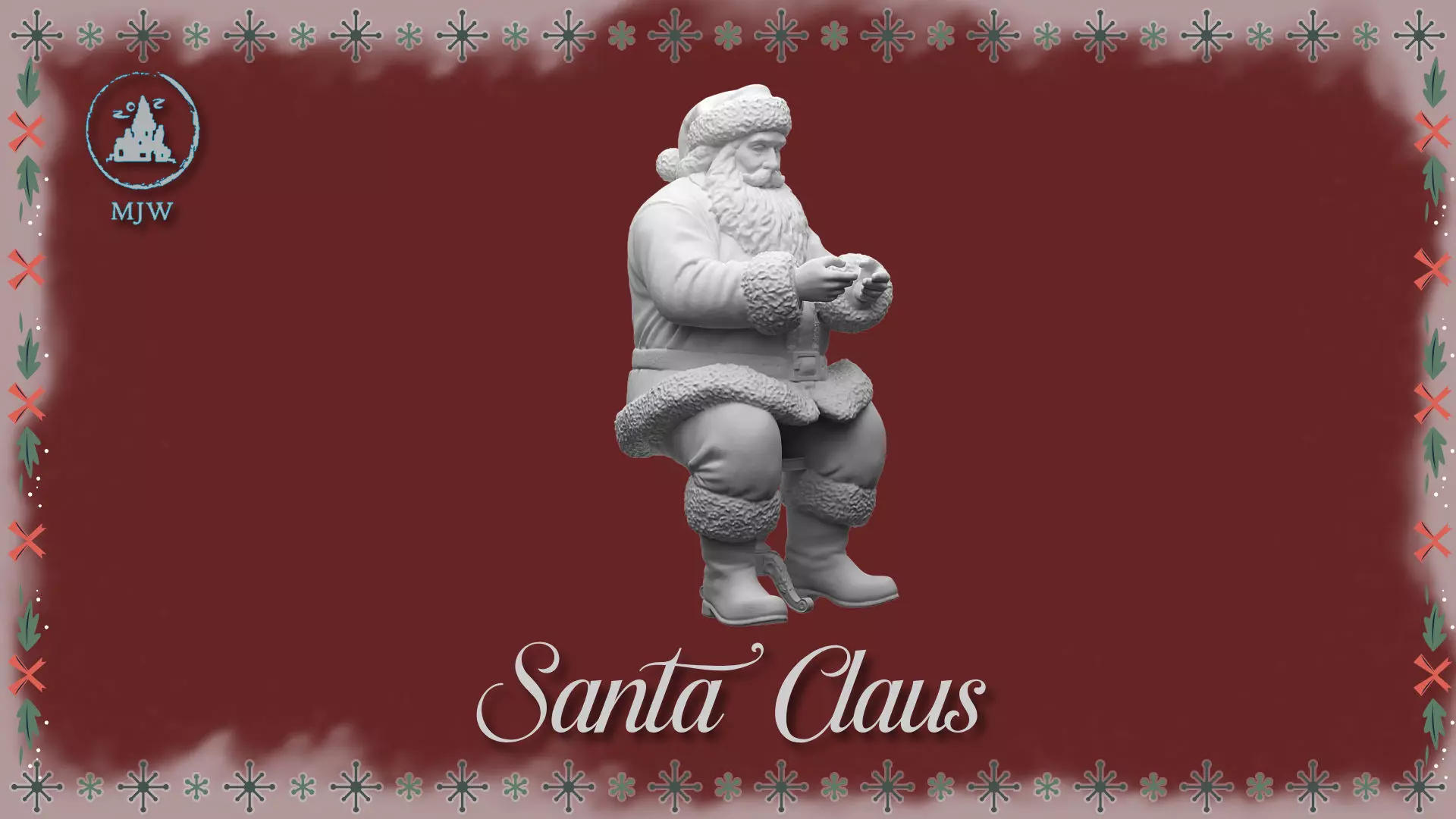 Santa Claus Christmas Dollhouse sitting on chair 3D model 3D print model_3