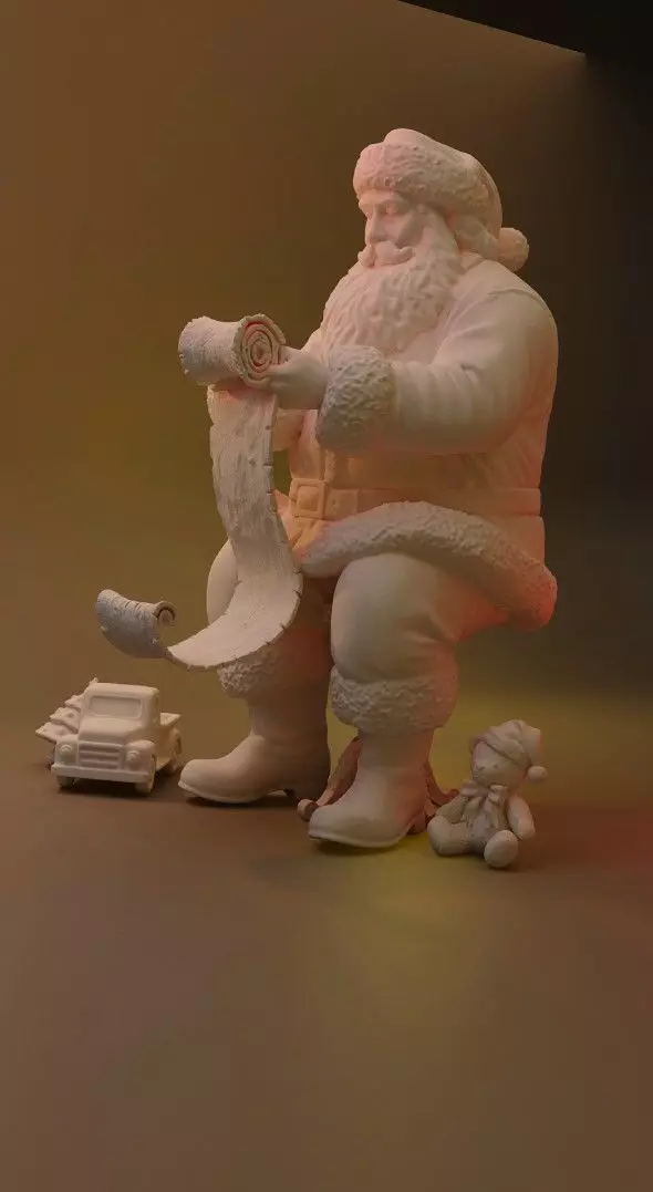 Santa Claus Christmas Dollhouse sitting on chair 3D model 3D print model_9