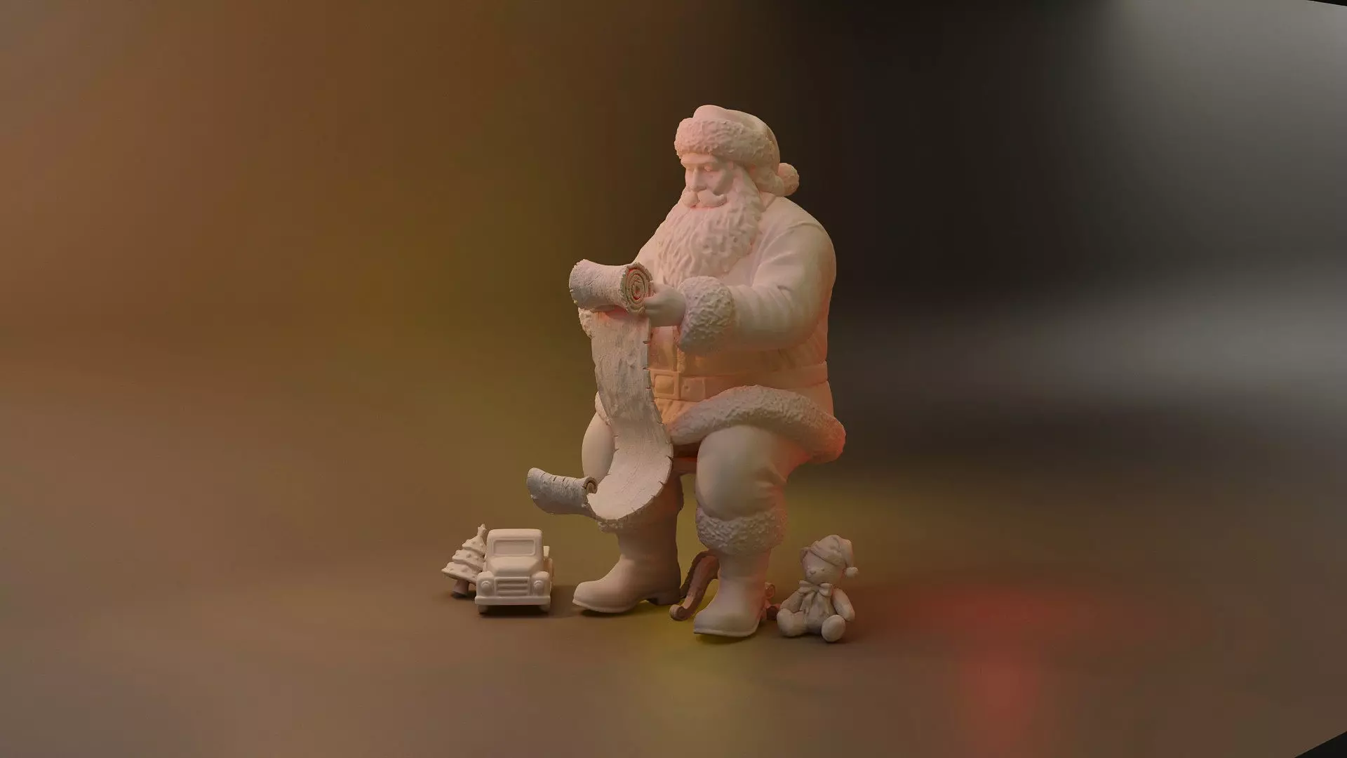 Santa Claus Christmas Dollhouse sitting on chair 3D model 3D print model_7