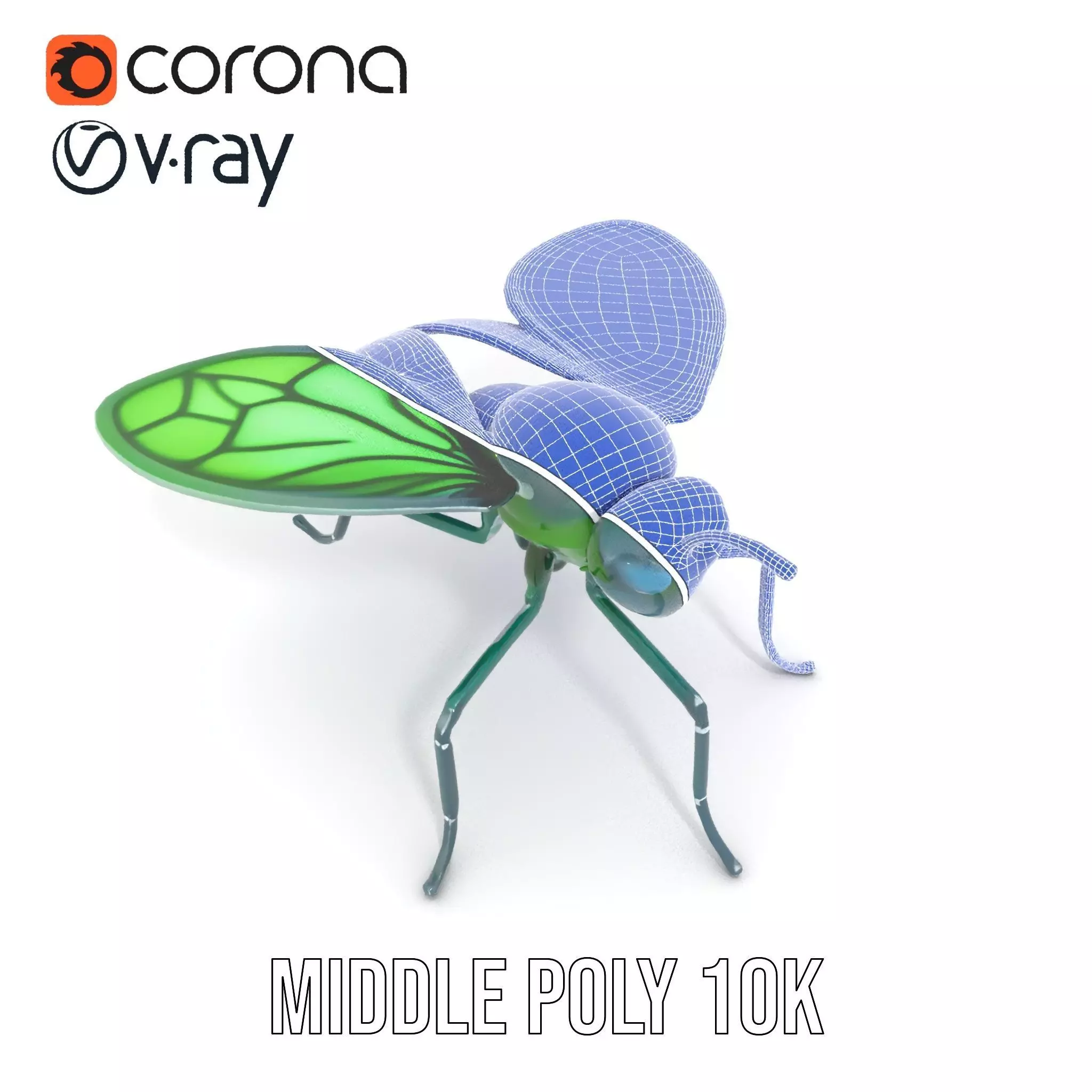 Green Cyborg Insect model pack Low-poly 3D model_13