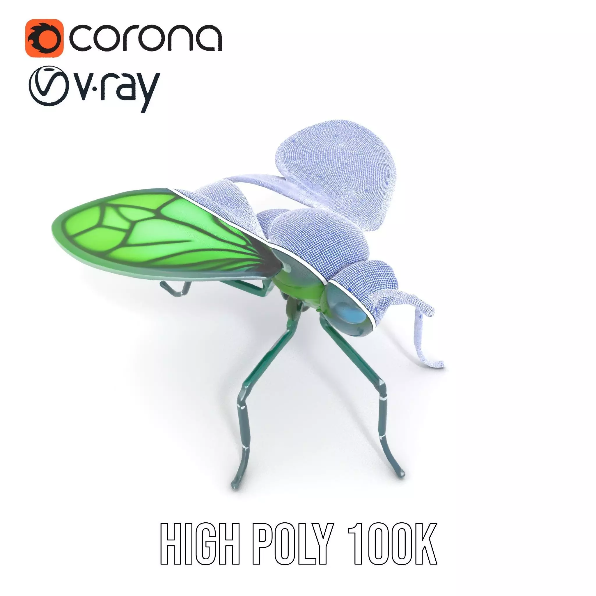 Green Cyborg Insect model pack Low-poly 3D model_29