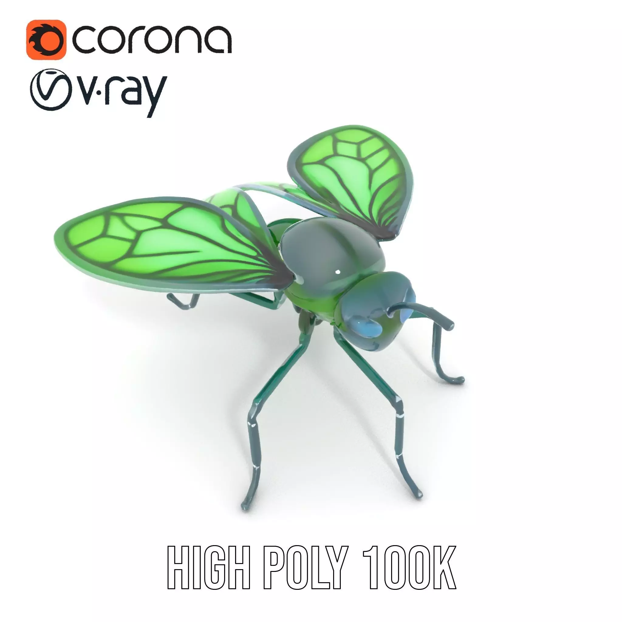 Green Cyborg Insect model pack Low-poly 3D model_24