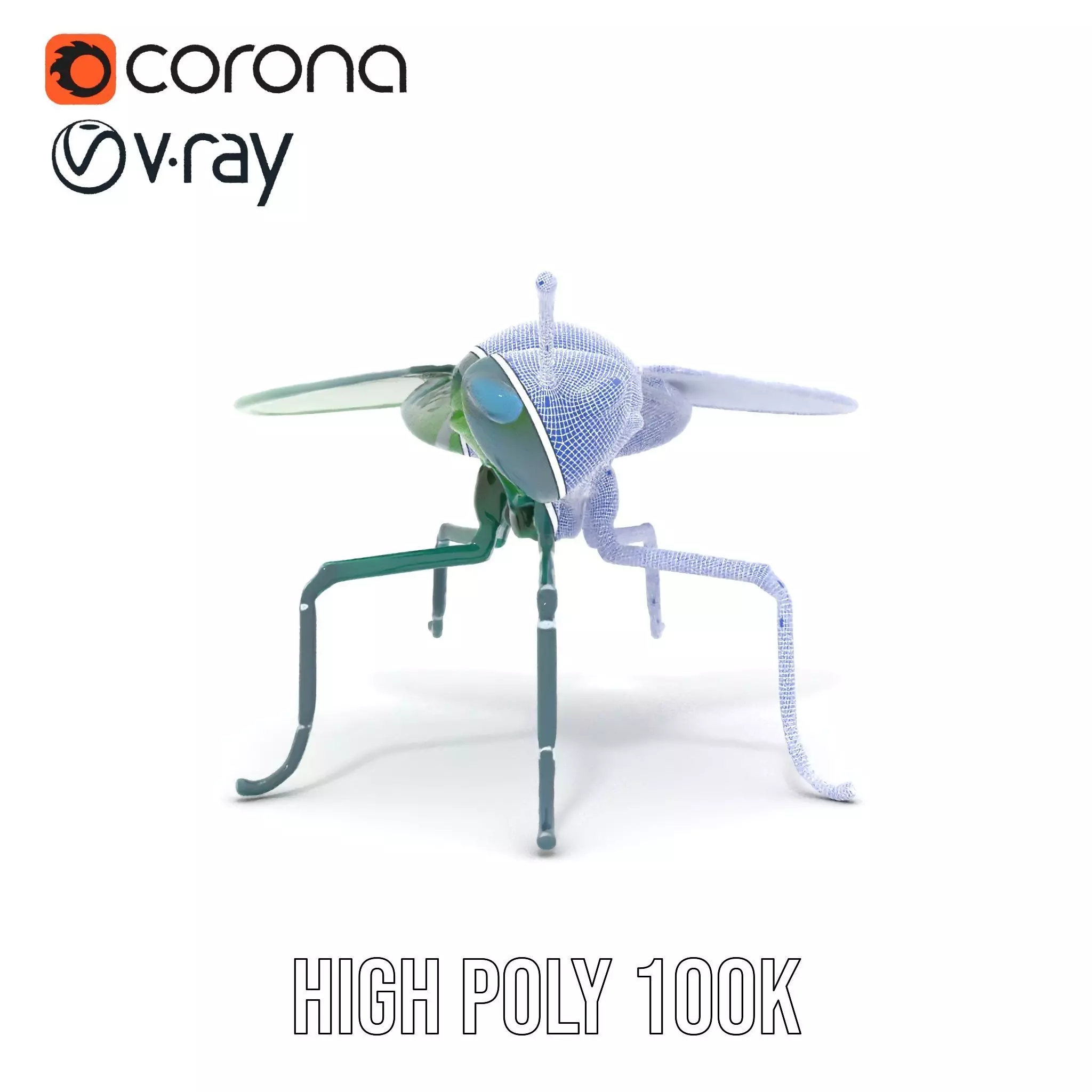 Green Cyborg Insect model pack Low-poly 3D model_34