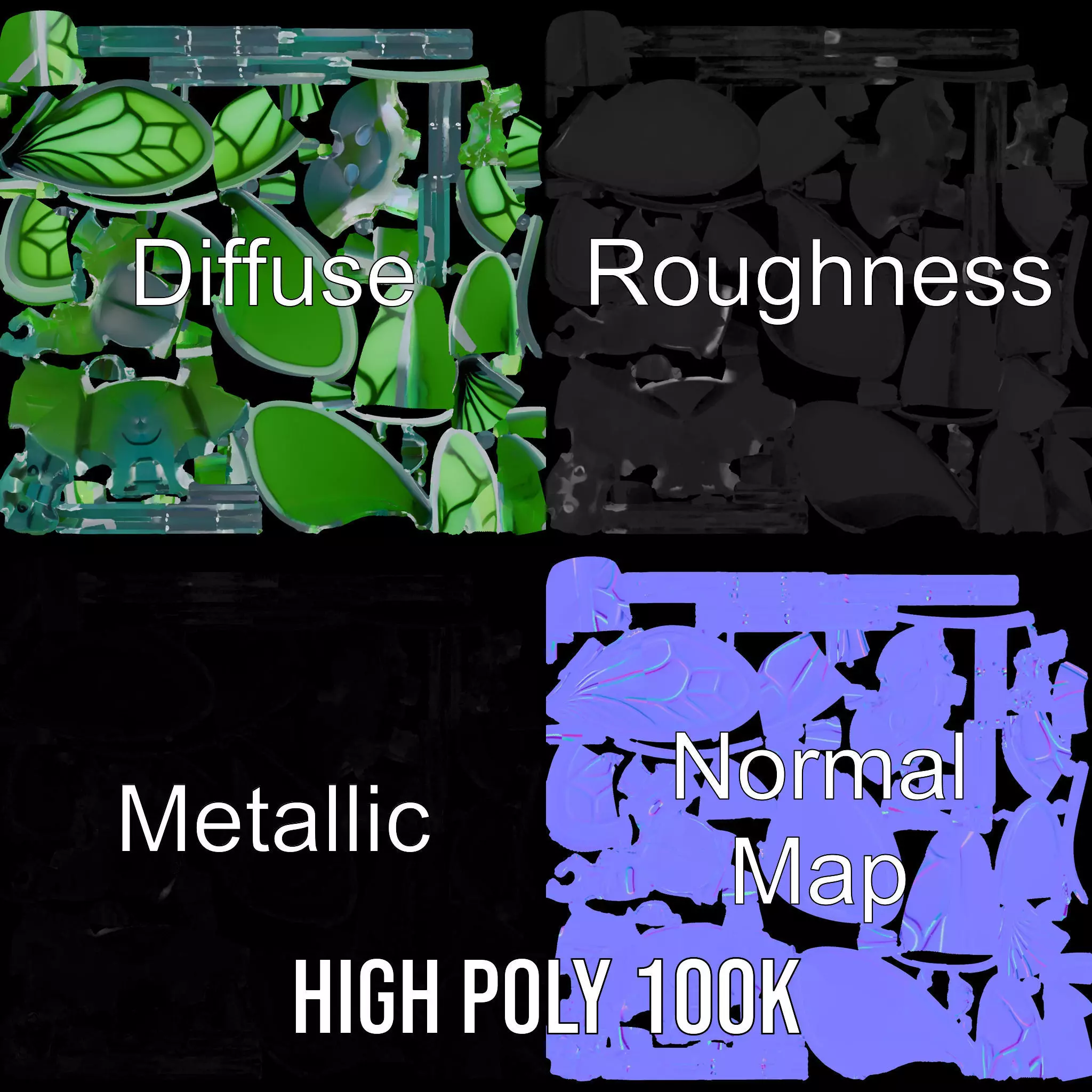 Green Cyborg Insect model pack Low-poly 3D model_3