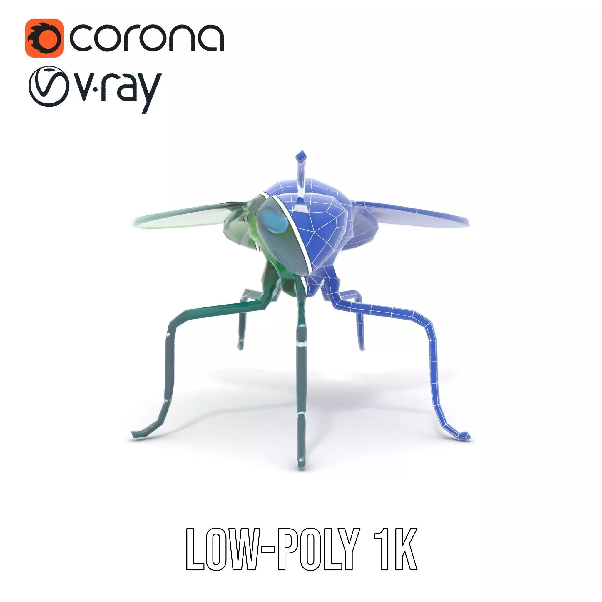 Green Cyborg Insect model pack Low-poly 3D model_26