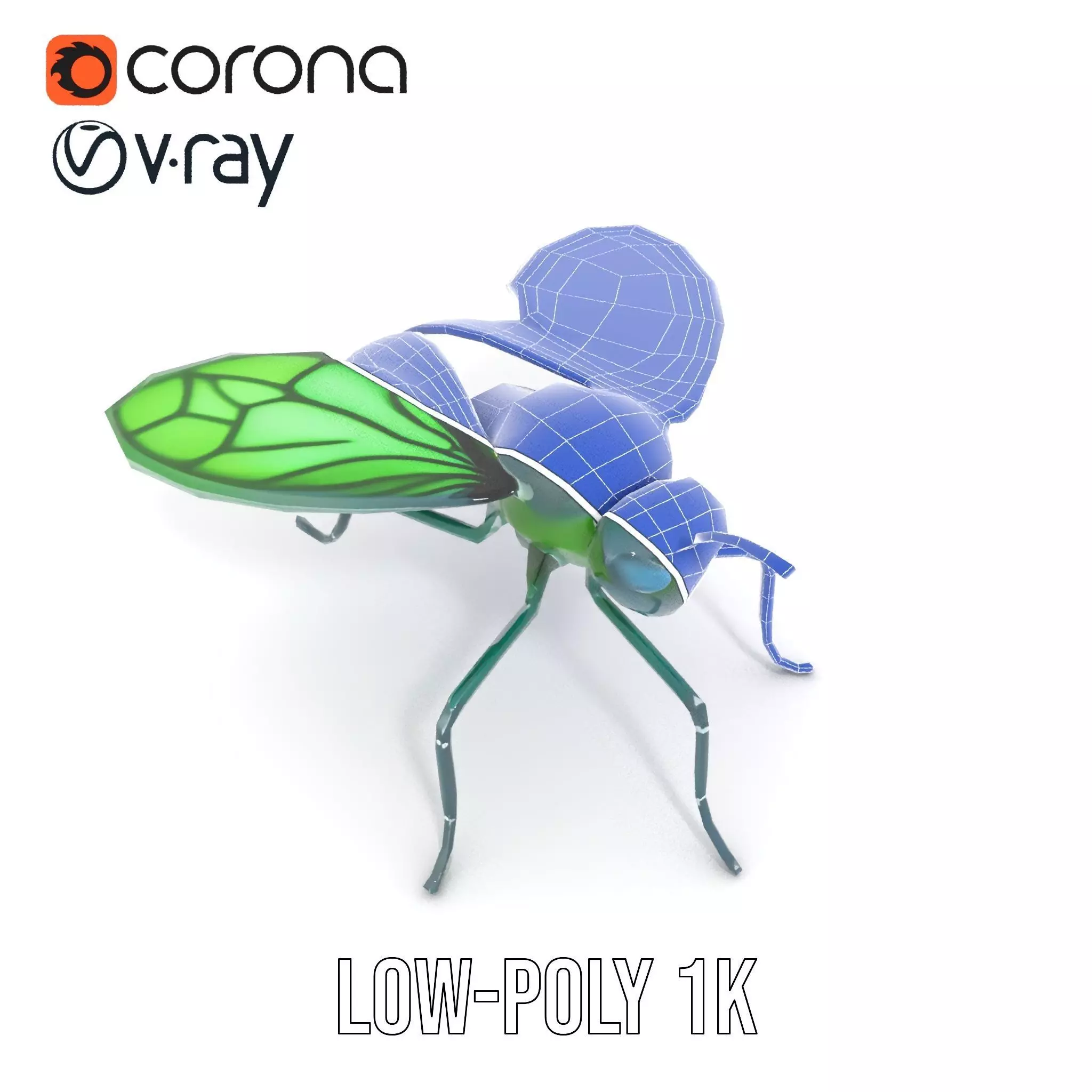 Green Cyborg Insect model pack Low-poly 3D model_7