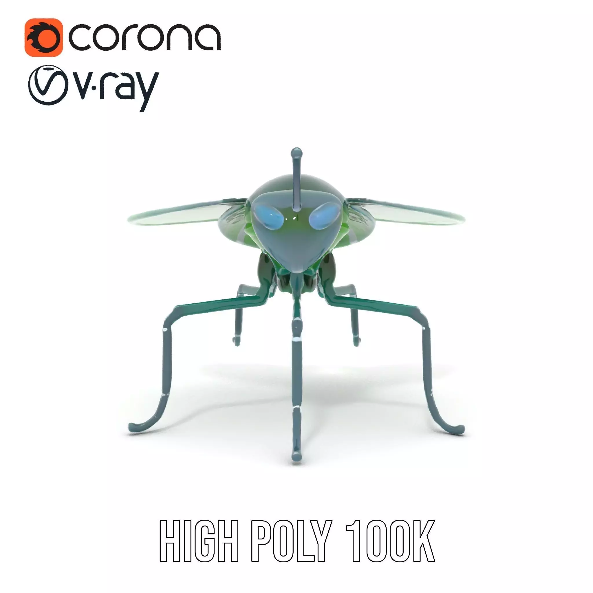 Green Cyborg Insect model pack Low-poly 3D model_21