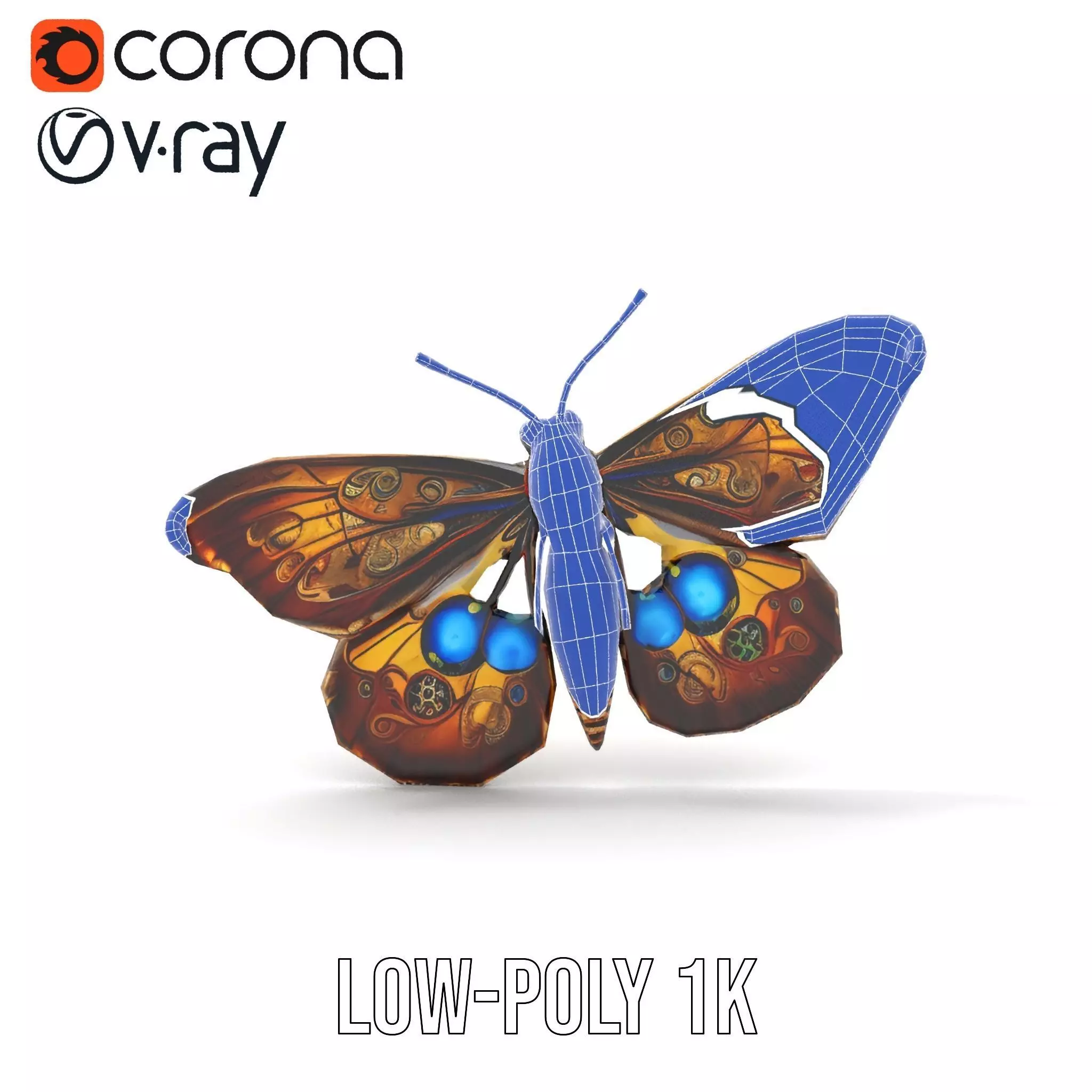 Steampunk Butterfly model pack Low-poly 3D model_22