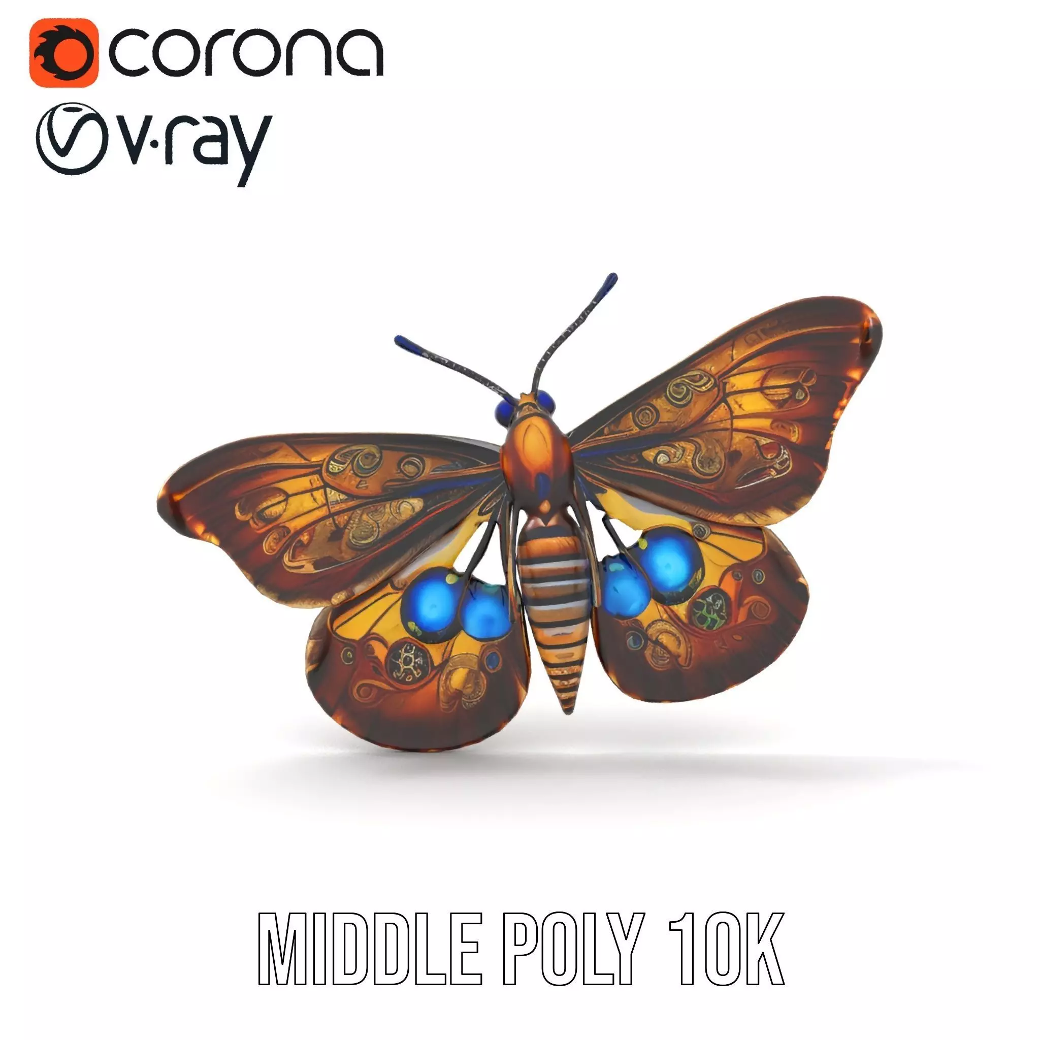 Steampunk Butterfly model pack Low-poly 3D model_18