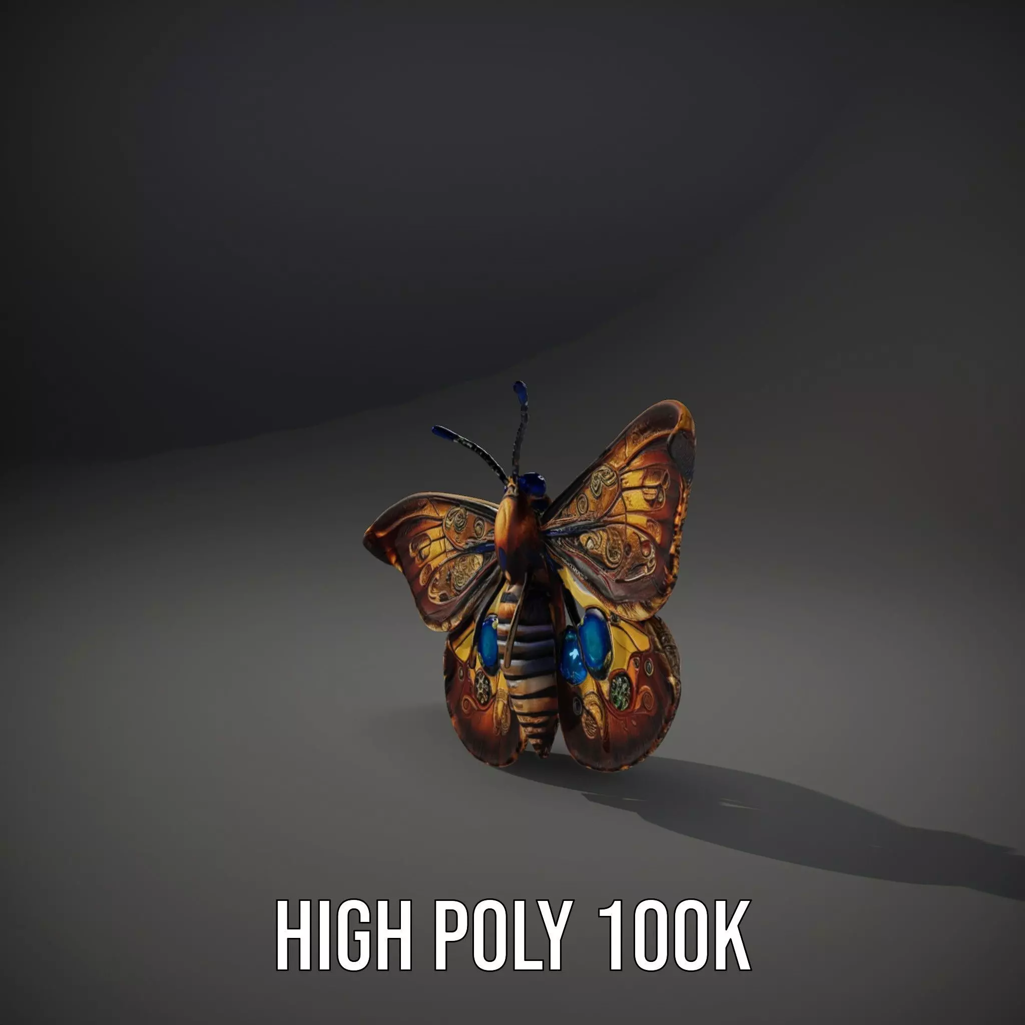 Steampunk Butterfly model pack Low-poly 3D model_10