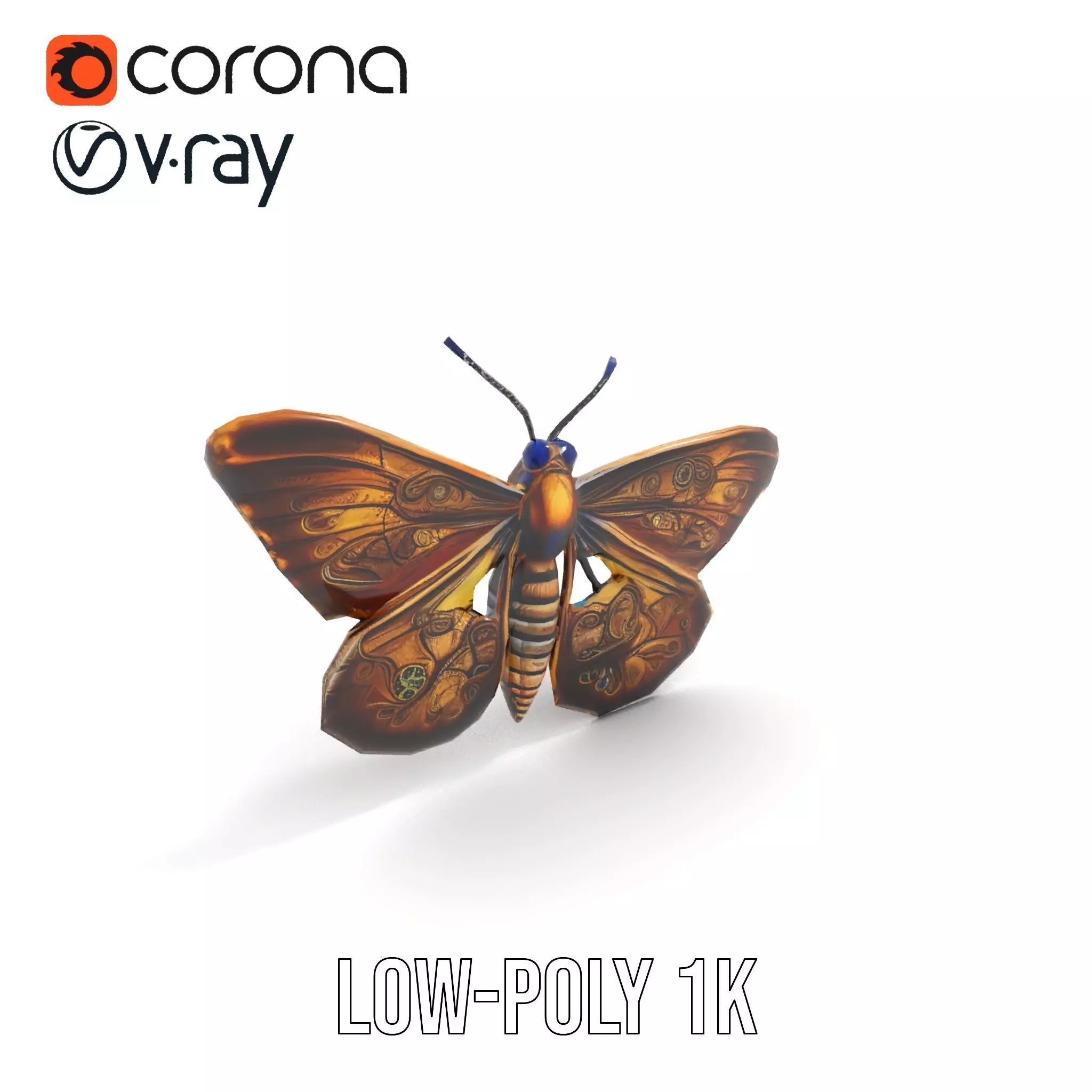 Steampunk Butterfly model pack Low-poly 3D model_7