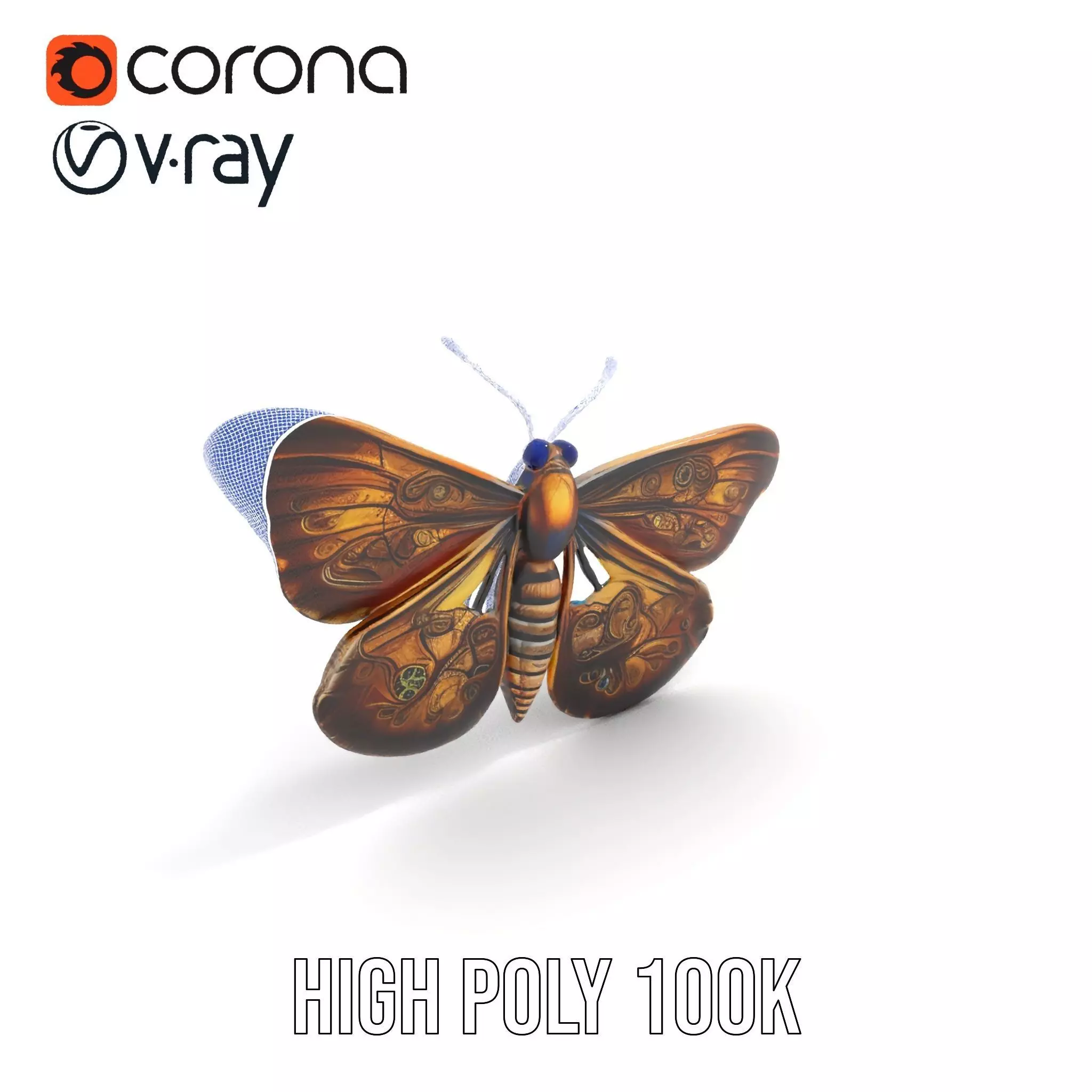 Steampunk Butterfly model pack Low-poly 3D model_26