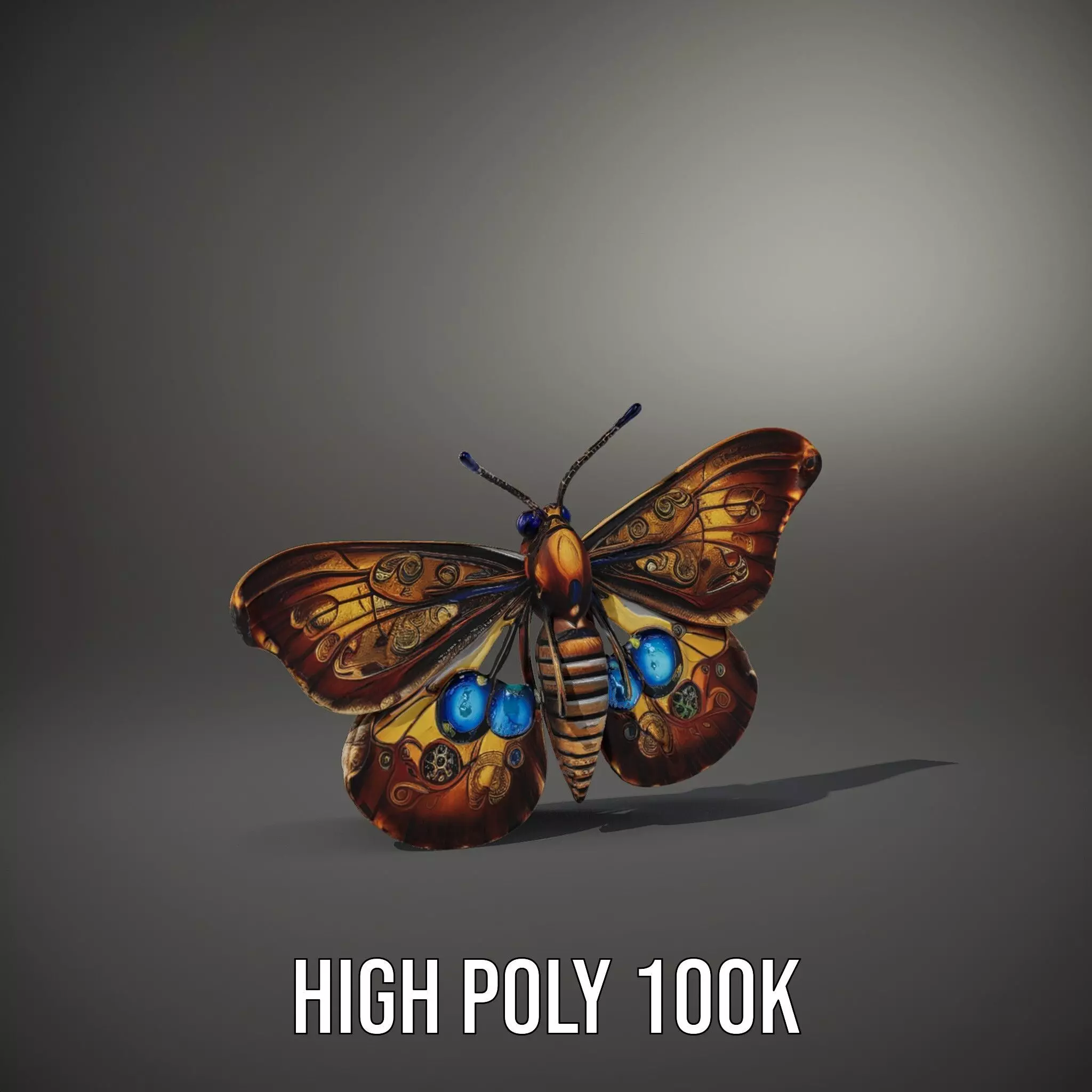 Steampunk Butterfly model pack Low-poly 3D model_8