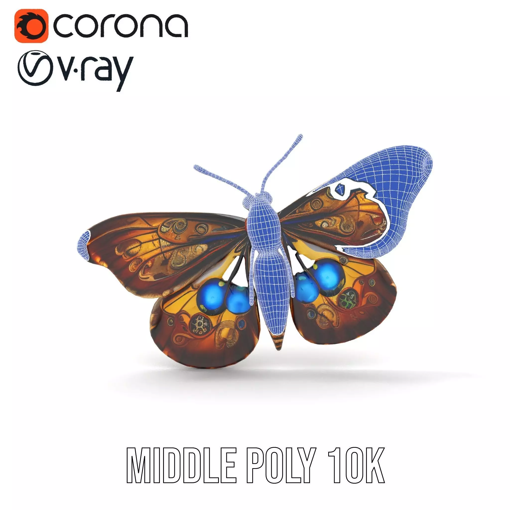 Steampunk Butterfly model pack Low-poly 3D model_29